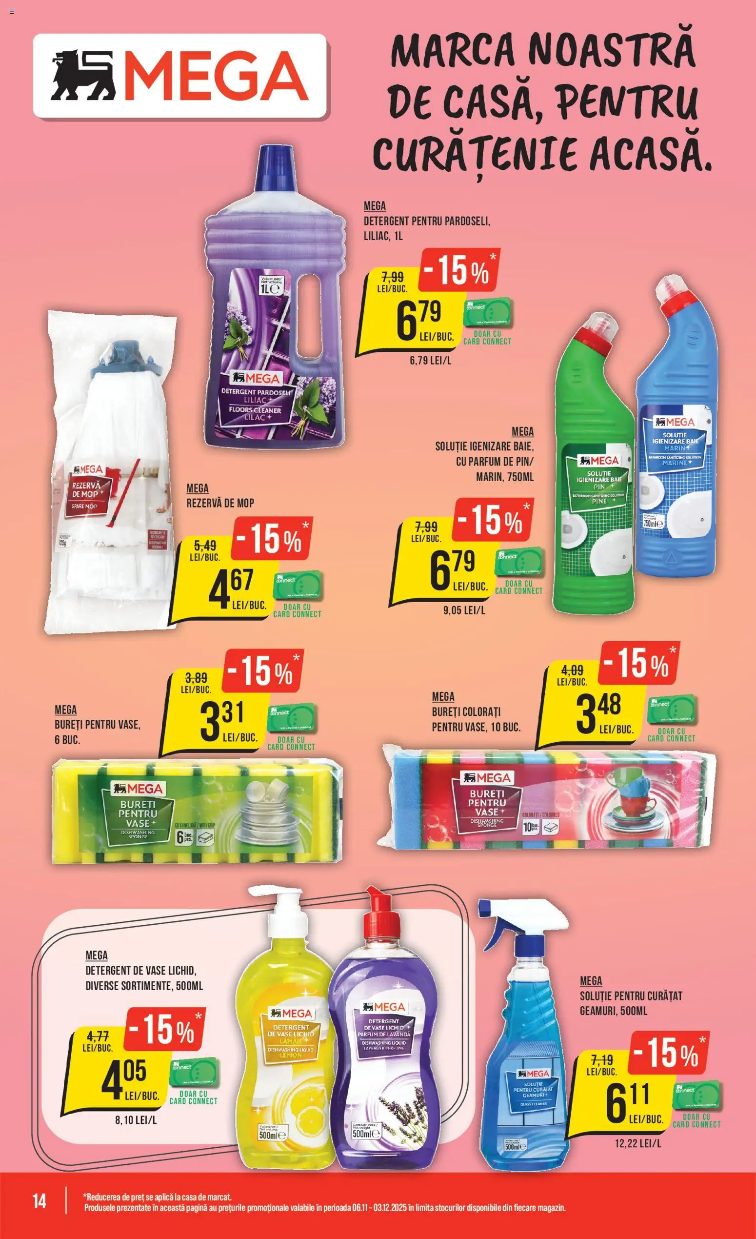 Catalog Mega Image 6 Noiembrie - 2 Decembrie 2025 | Pagina 14 | Produse: Detergent de vase, Mop, Detergent, Lămâie
