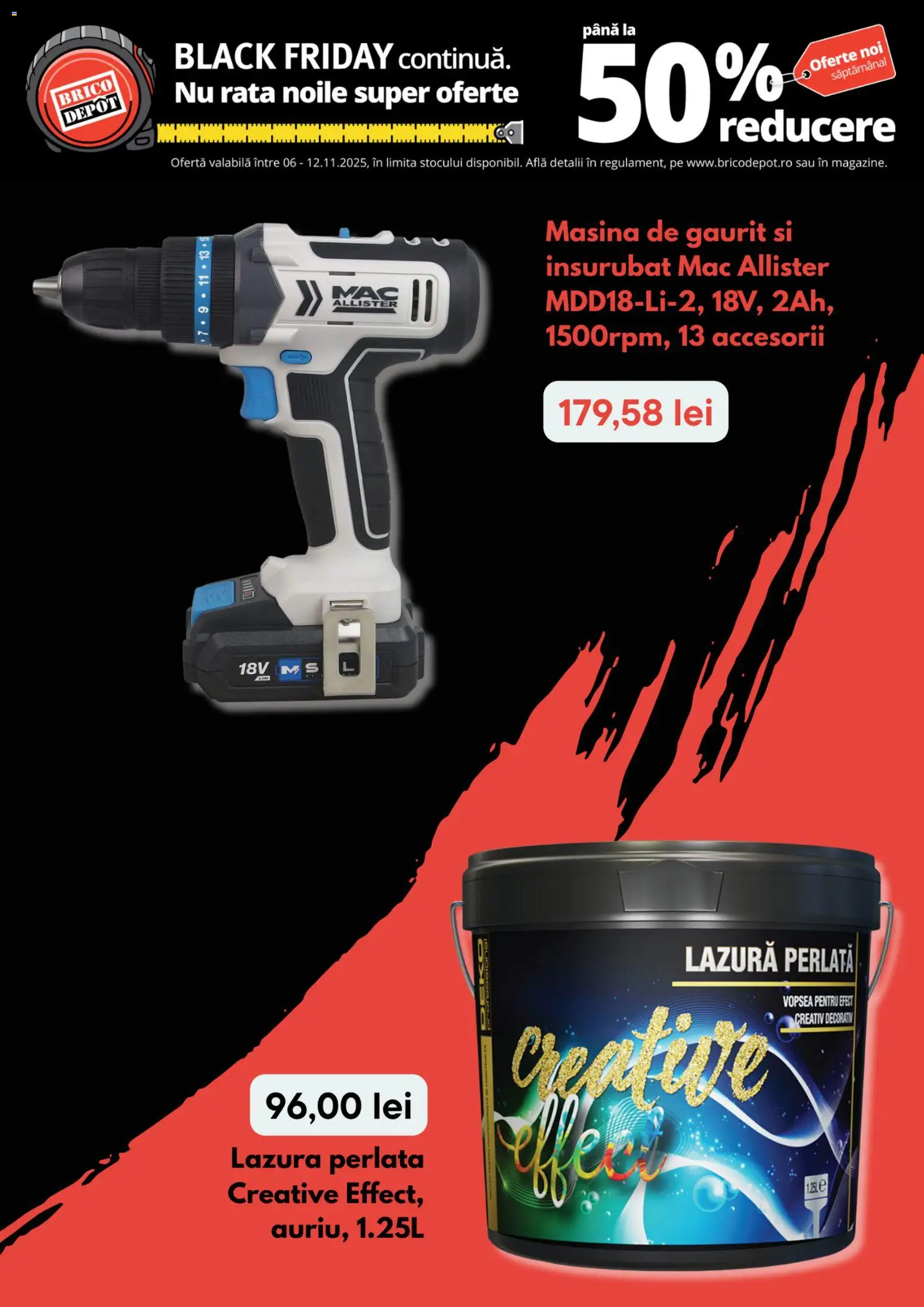 Catalog Brico Depot 6 - 11 Noiembrie 2025 | Pagina 7 | Produse: Mașină de găurit, Vopsea, Rață, Lazură