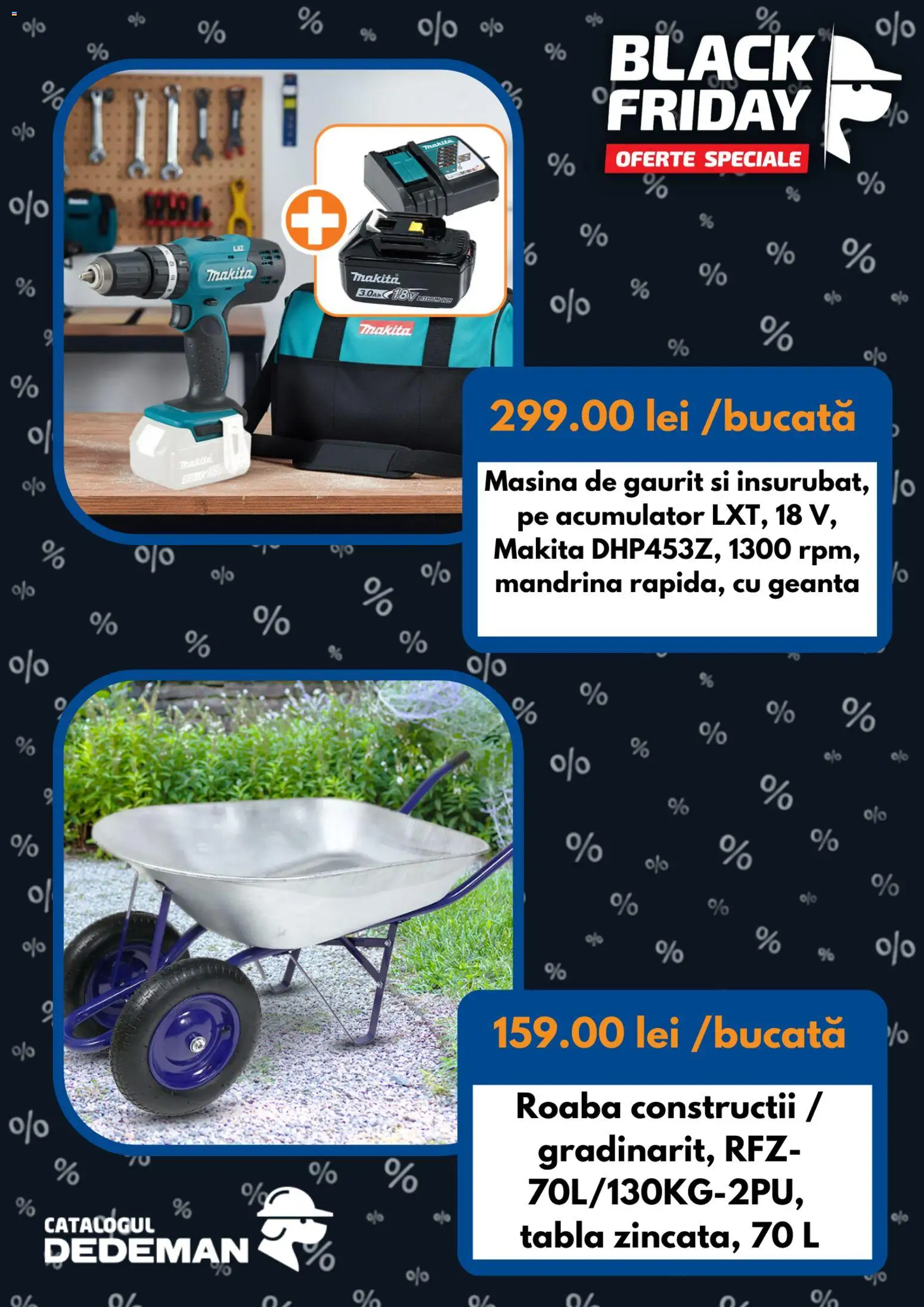 Catalog Dedeman 7 - 15 Noiembrie 2025 | Pagina 3 | Produse: Mașină de găurit, Geantă, Tablă, Roabă