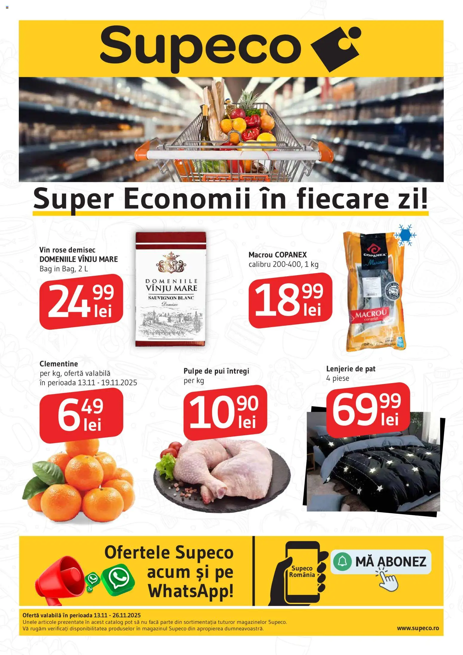 Catalog Supeco 13 - 25 Noiembrie 2025 | Pagina 1 | Produse: Pat, Lenjerie de pat, Hacıyatmaz Kedi Oyuncağı, Vin