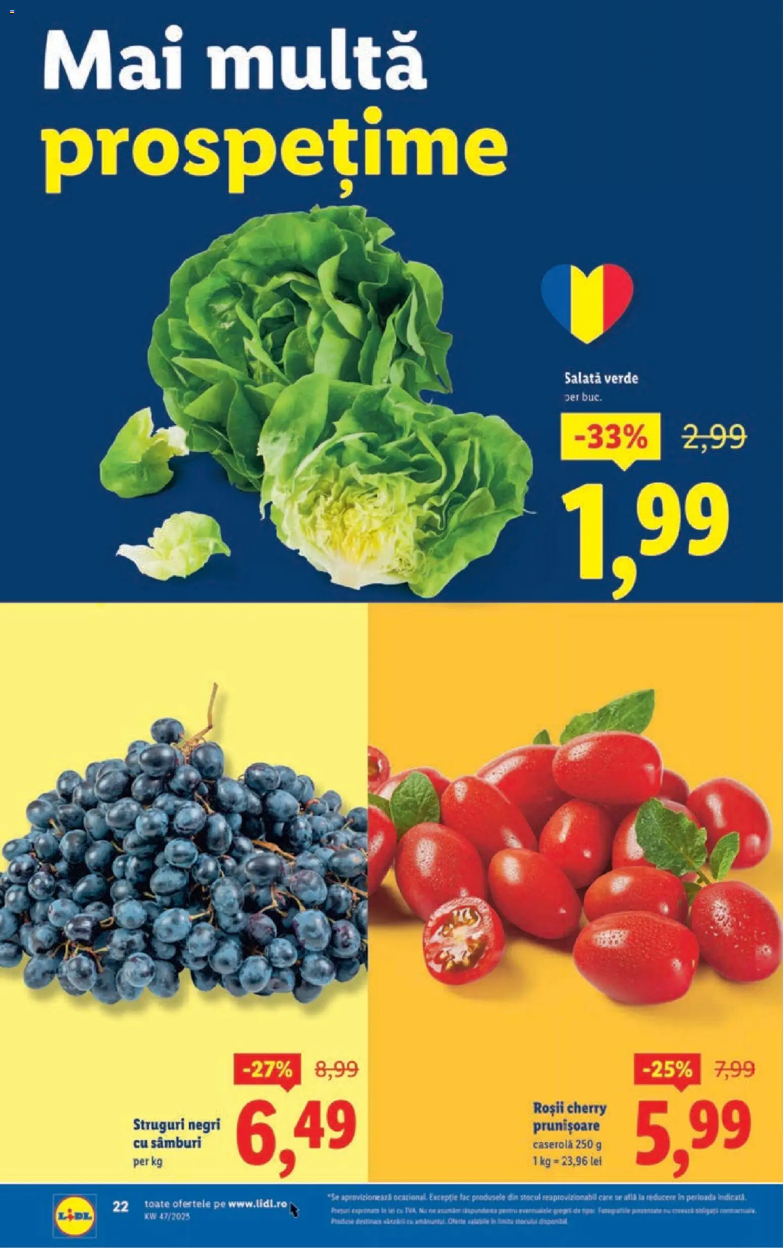 Catalog LIDL 17 - 22 Noiembrie 2025 | Pagina 22 | Produse: Struguri, Roșii, Salată