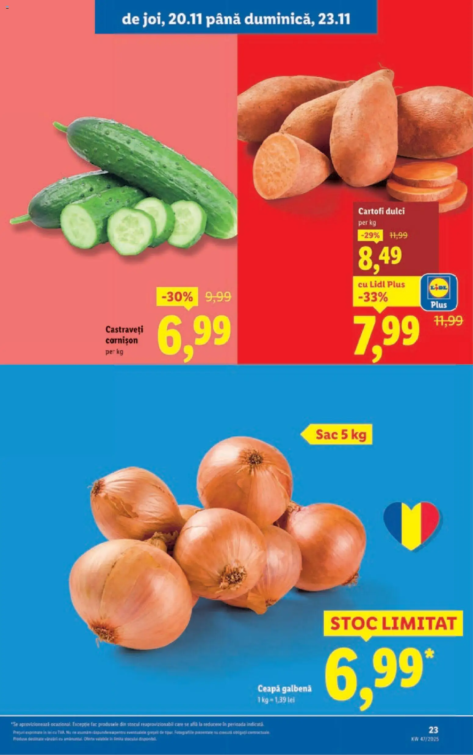 Catalog LIDL 17 - 22 Noiembrie 2025 | Pagina 23 | Produse: Taneli organik hardal, Ceapă galbenă, Castraveți, Ceapă