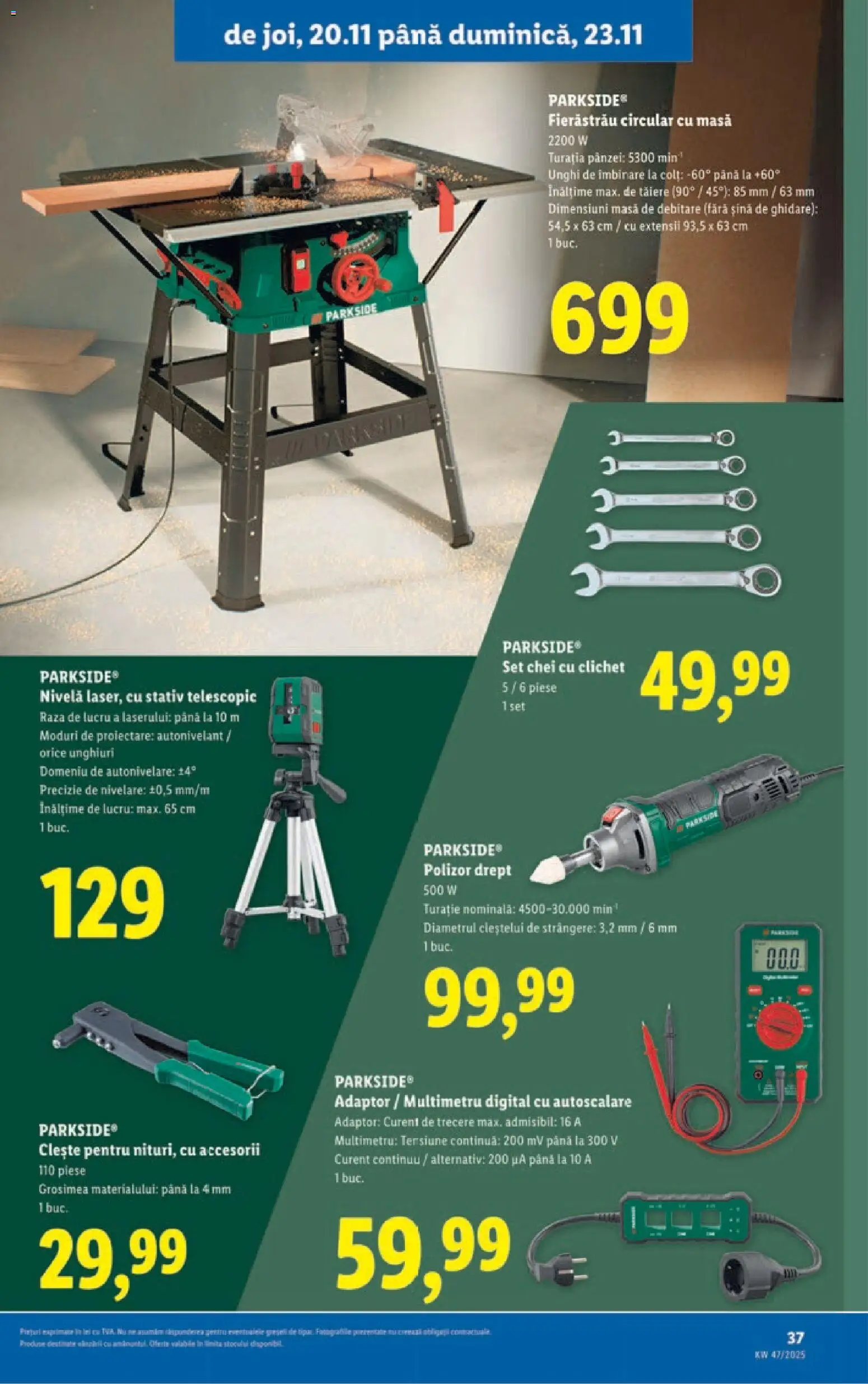 Catalog LIDL 17 - 22 Noiembrie 2025 | Pagina 37 | Produse: Adaptor, Clește, Polizor, Masă