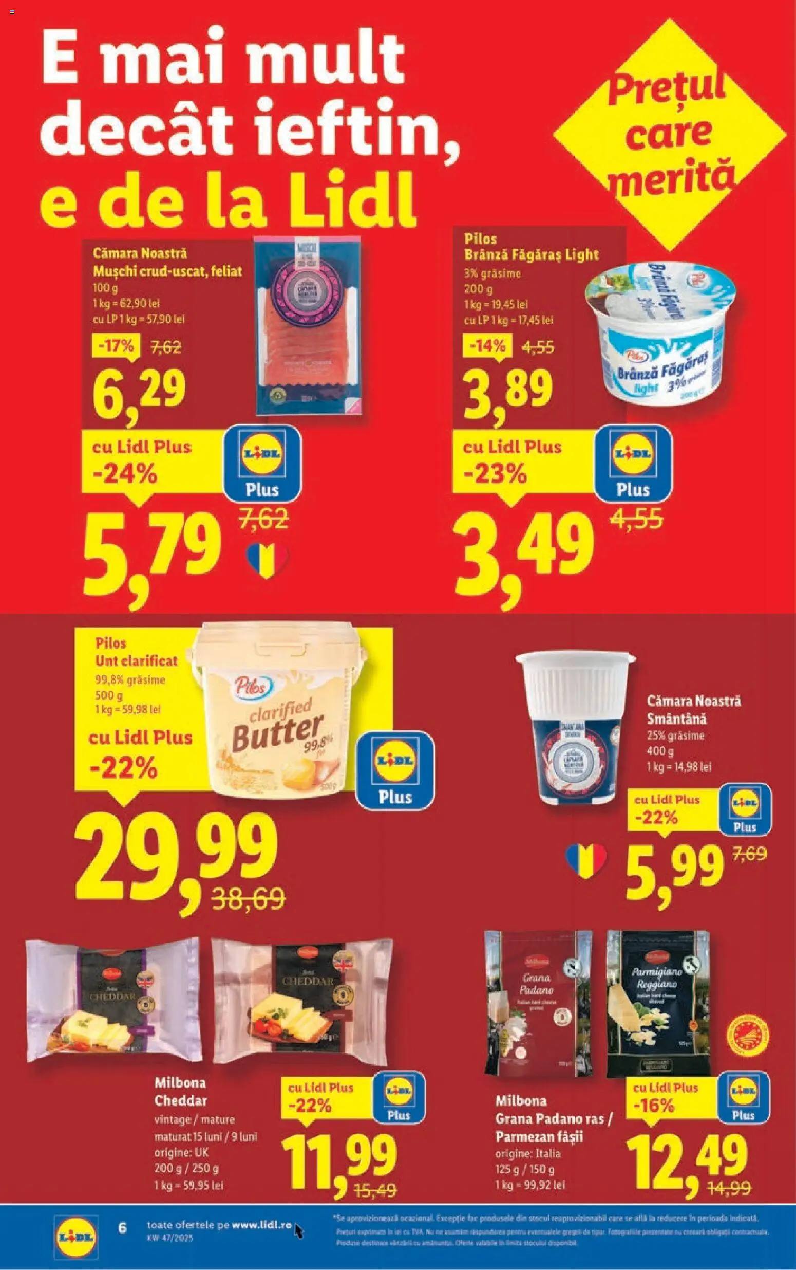 Catalog LIDL 17 - 22 Noiembrie 2025 | Pagina 6 | Produse: Toplar, Unt, Smântână, Parmezan
