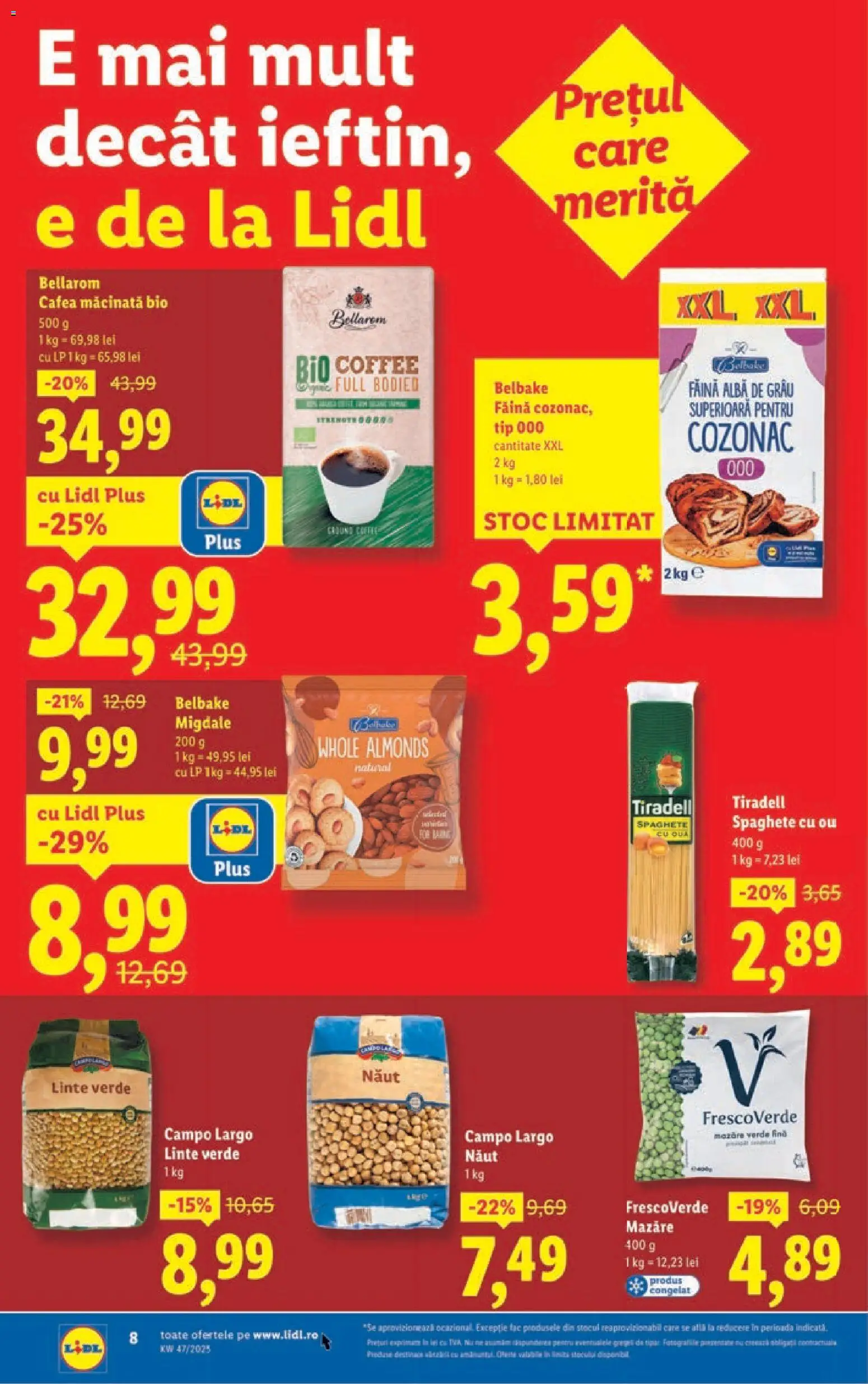 Catalog LIDL 17 - 22 Noiembrie 2025 | Pagina 8 | Produse: Mazăre, Migdale, Cafea, Făină