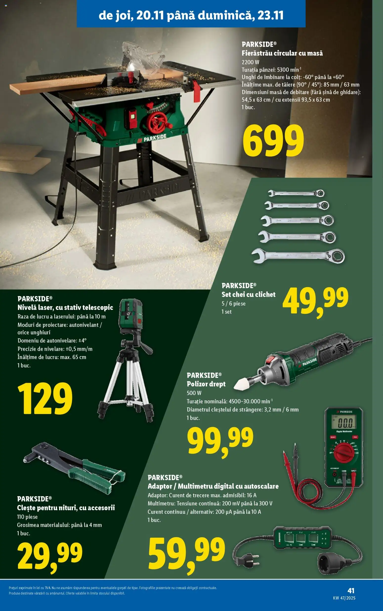 Catalog LIDL 17 - 22 Noiembrie 2025 | Pagina 15 | Produse: Adaptor, Clește, Polizor, Masă