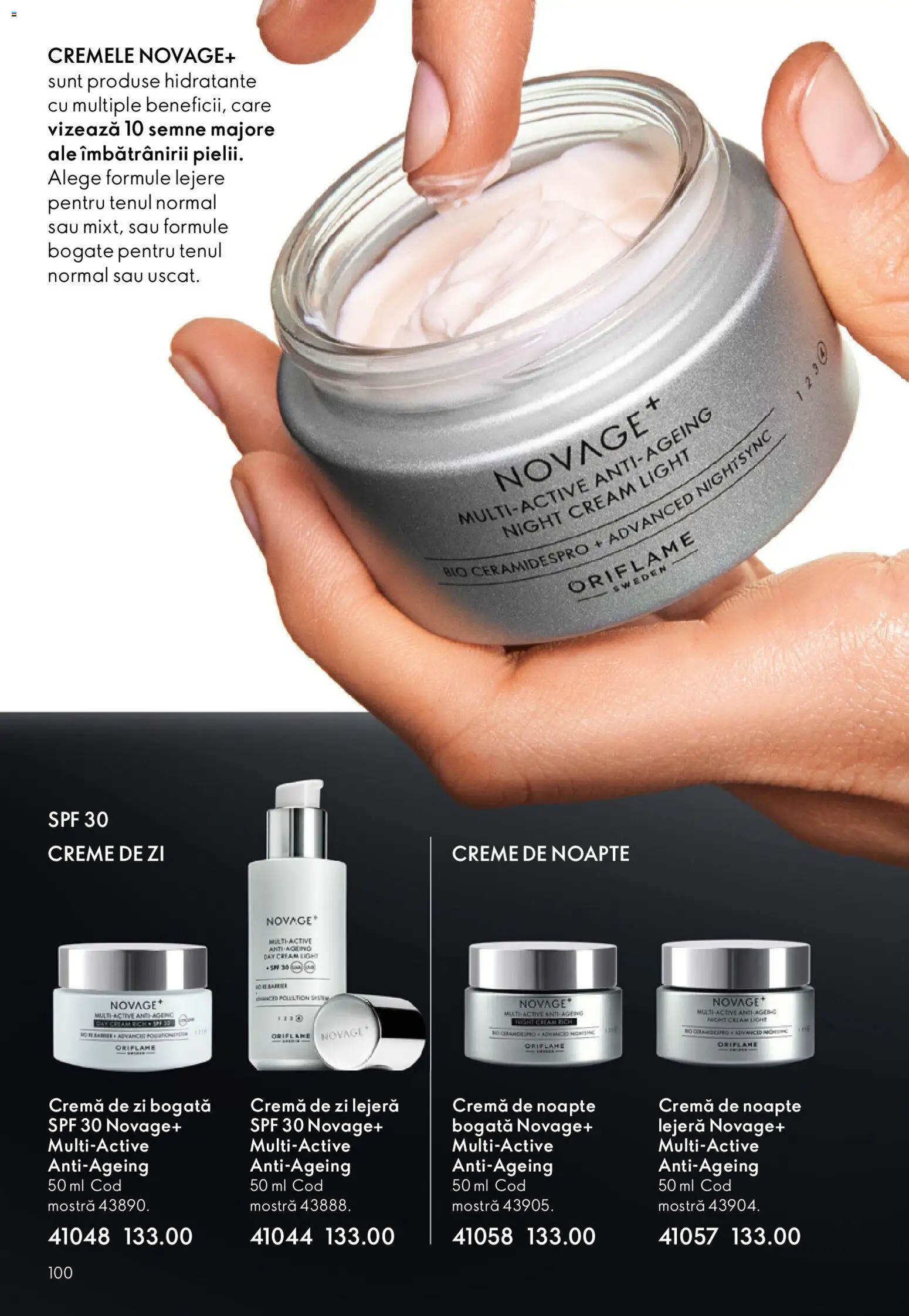 Catalog Oriflame 3 - 22 Decembrie 2025 | Pagina 100 | Produse: Şerit ödül, Cremă de zi, Cremă de noapte, Cremă