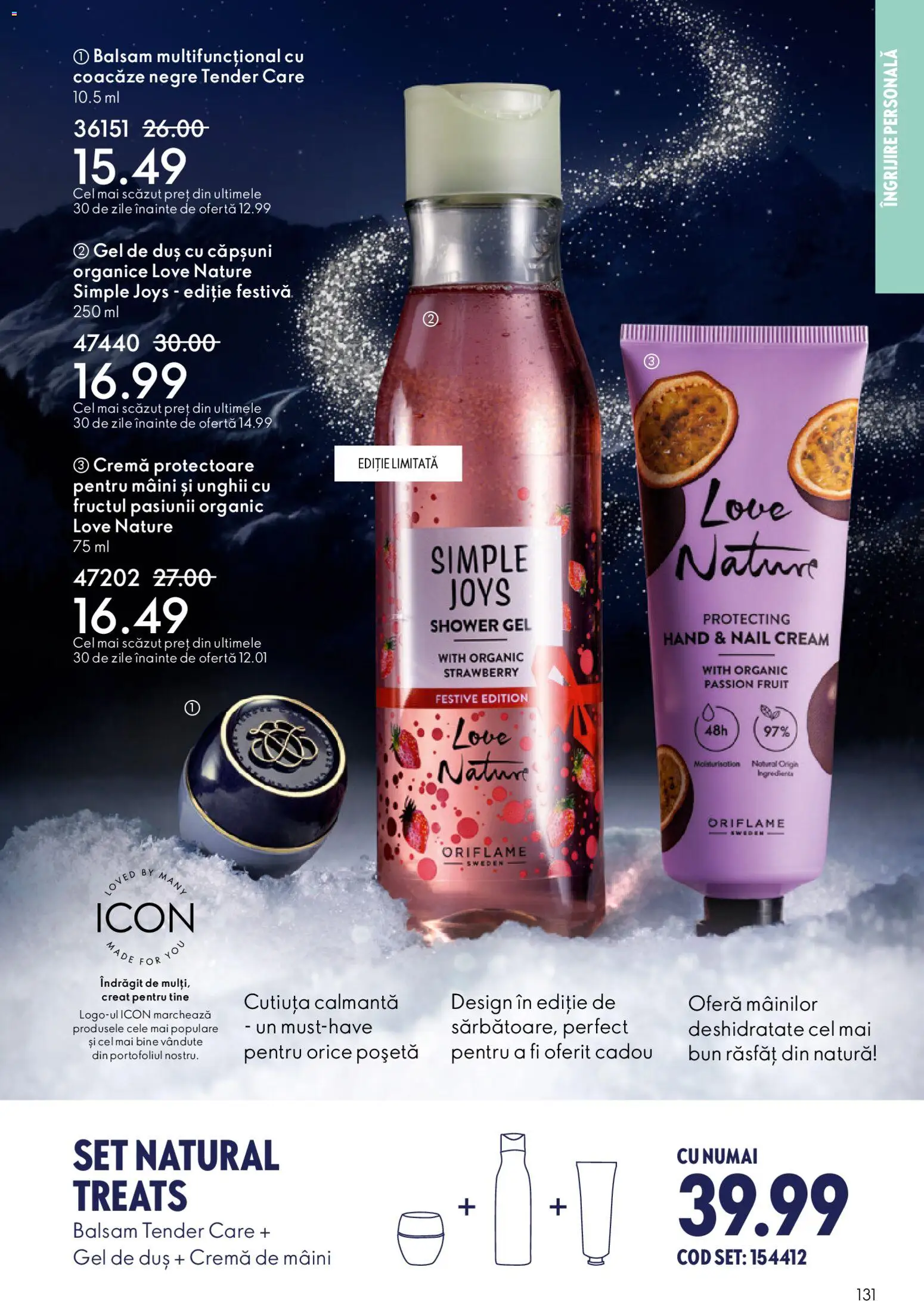 Catalog Oriflame 3 - 22 Decembrie 2025 | Pagina 131 | Produse: Duș, Balsam, Gel de duș, Căpșuni