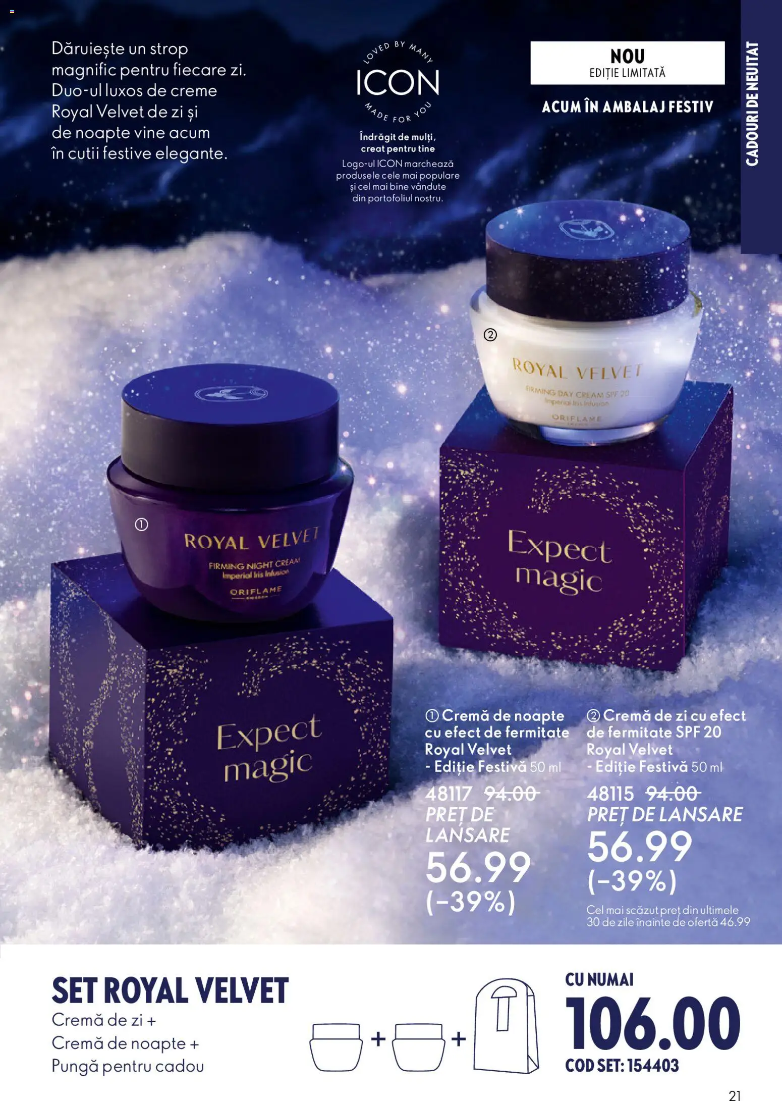Catalog Oriflame 3 - 22 Decembrie 2025 | Pagina 21 | Produse: Pungă, Cremă de zi, Cremă de noapte, Cremă