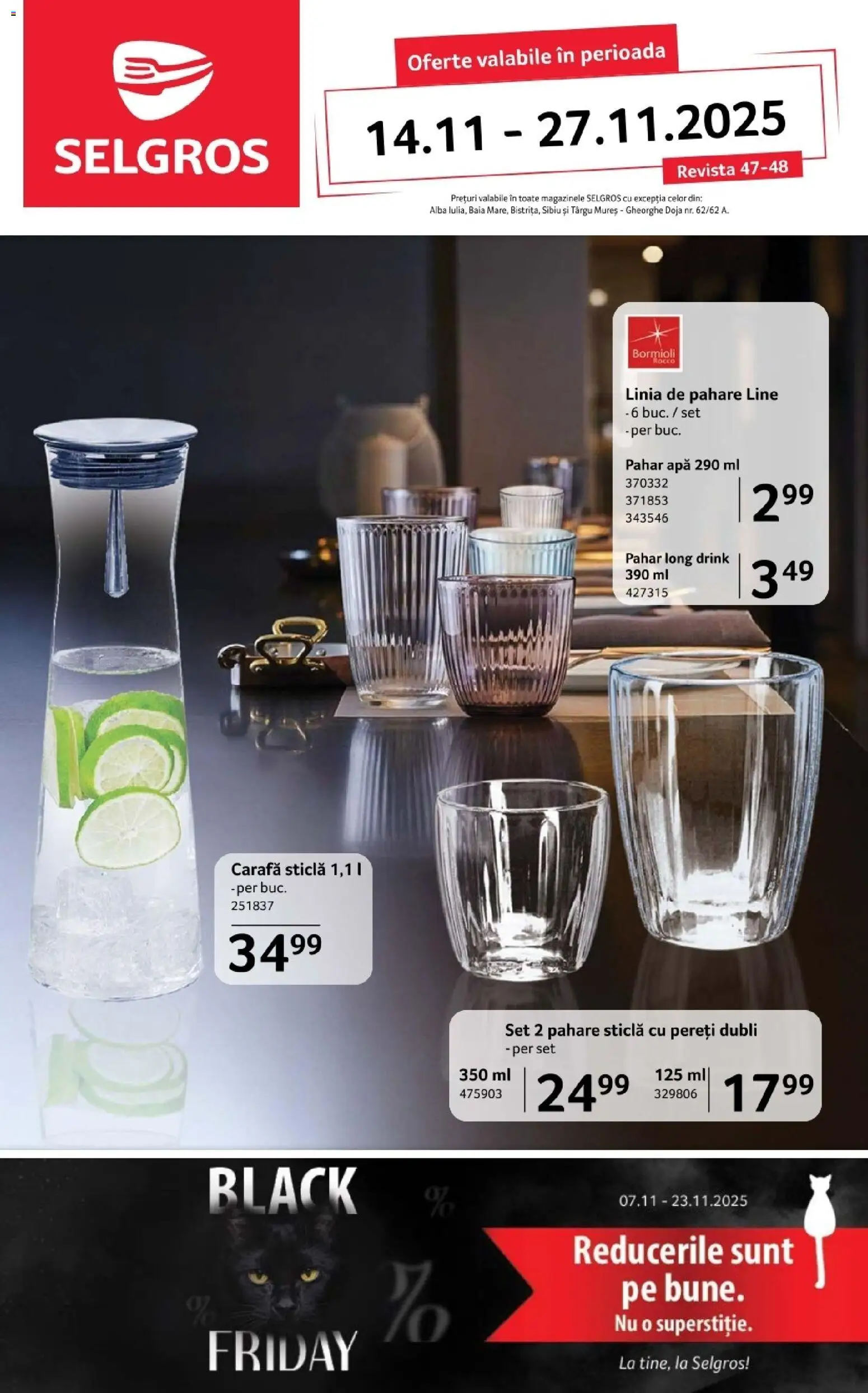 Catalog Selgros 14 - 26 Noiembrie 2025 | Pagina 1 | Produse: Pahare, Carafă, Apă