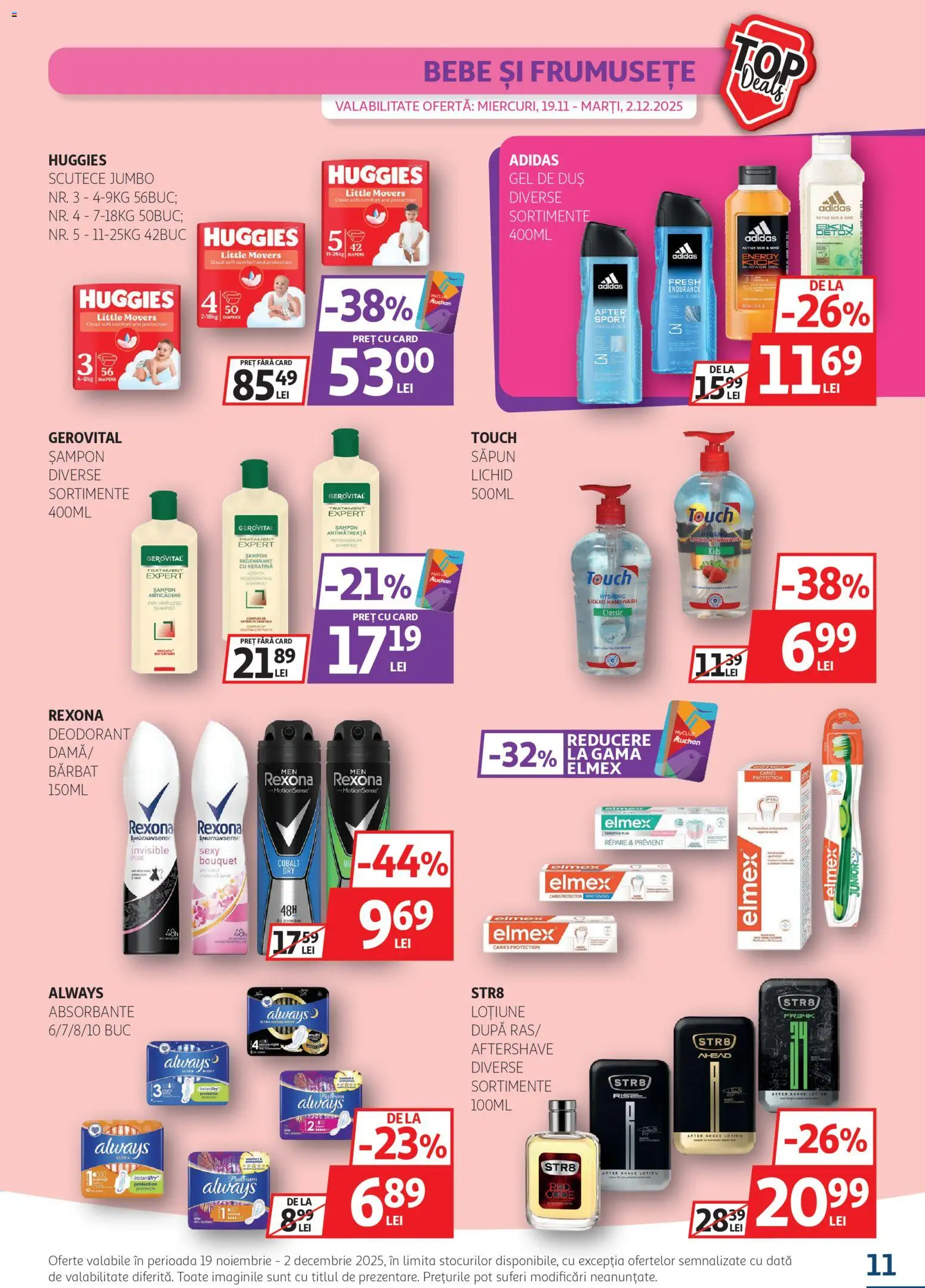 Catalog Auchan 19 Noiembrie - 1 Decembrie 2025 | Pagina 11 | Produse: Duș, Săpun, Gel de duș, Absorbante