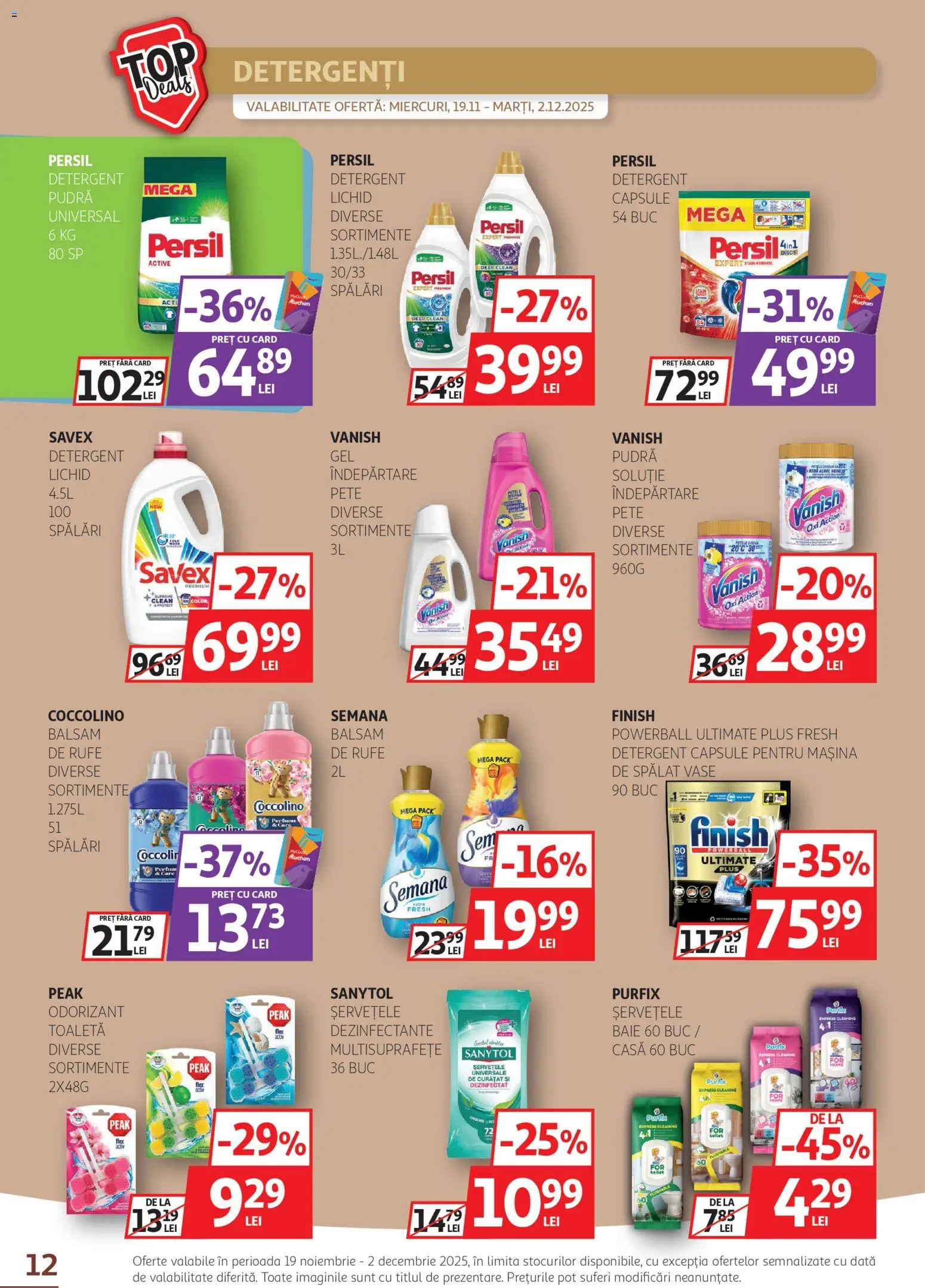 Catalog Auchan 19 Noiembrie - 1 Decembrie 2025 | Pagina 12 | Produse: Toaletă, Pudră, Balsam, Çelik Mama ve Su Kabı