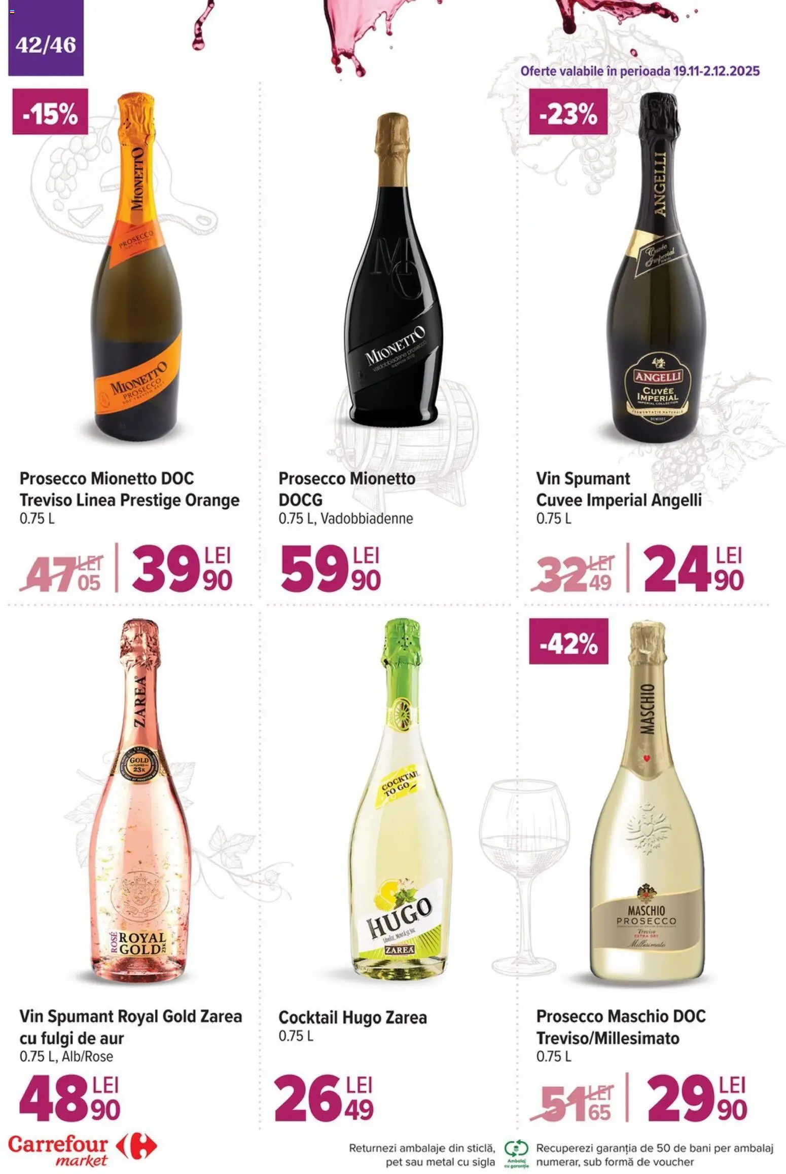 Catalog Carrefour 19 - 24 Noiembrie 2025 | Pagina 42 | Produse: Prosecco, Vin, Cocktail, Fulgi
