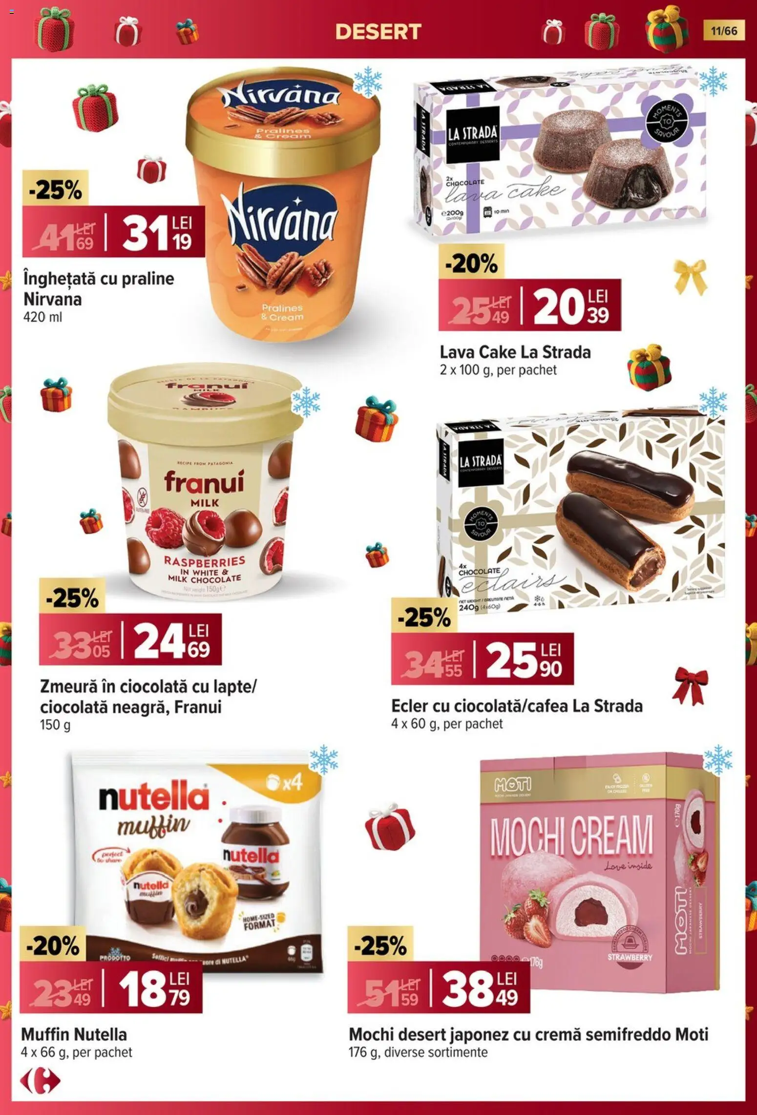 Catalog Carrefour 19 Noiembrie 2025 - 6 Ianuarie 2026 | Pagina 11 | Produse: Zmeură, Praline, Cremă, Înghețată