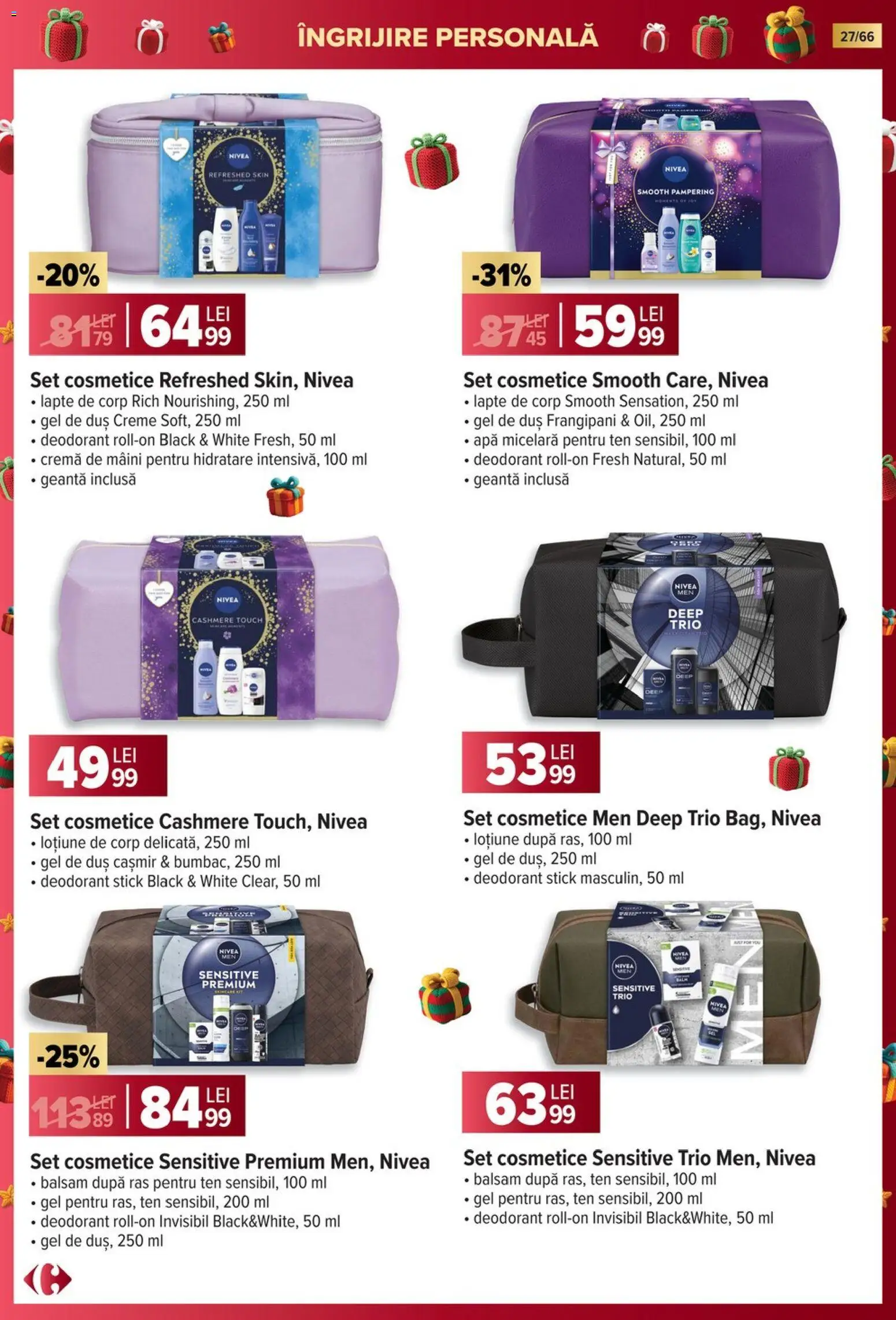 Catalog Carrefour 19 Noiembrie 2025 - 6 Ianuarie 2026 | Pagina 27 | Produse: Geantă, Duș, Apă micelară, Cremă de mâini