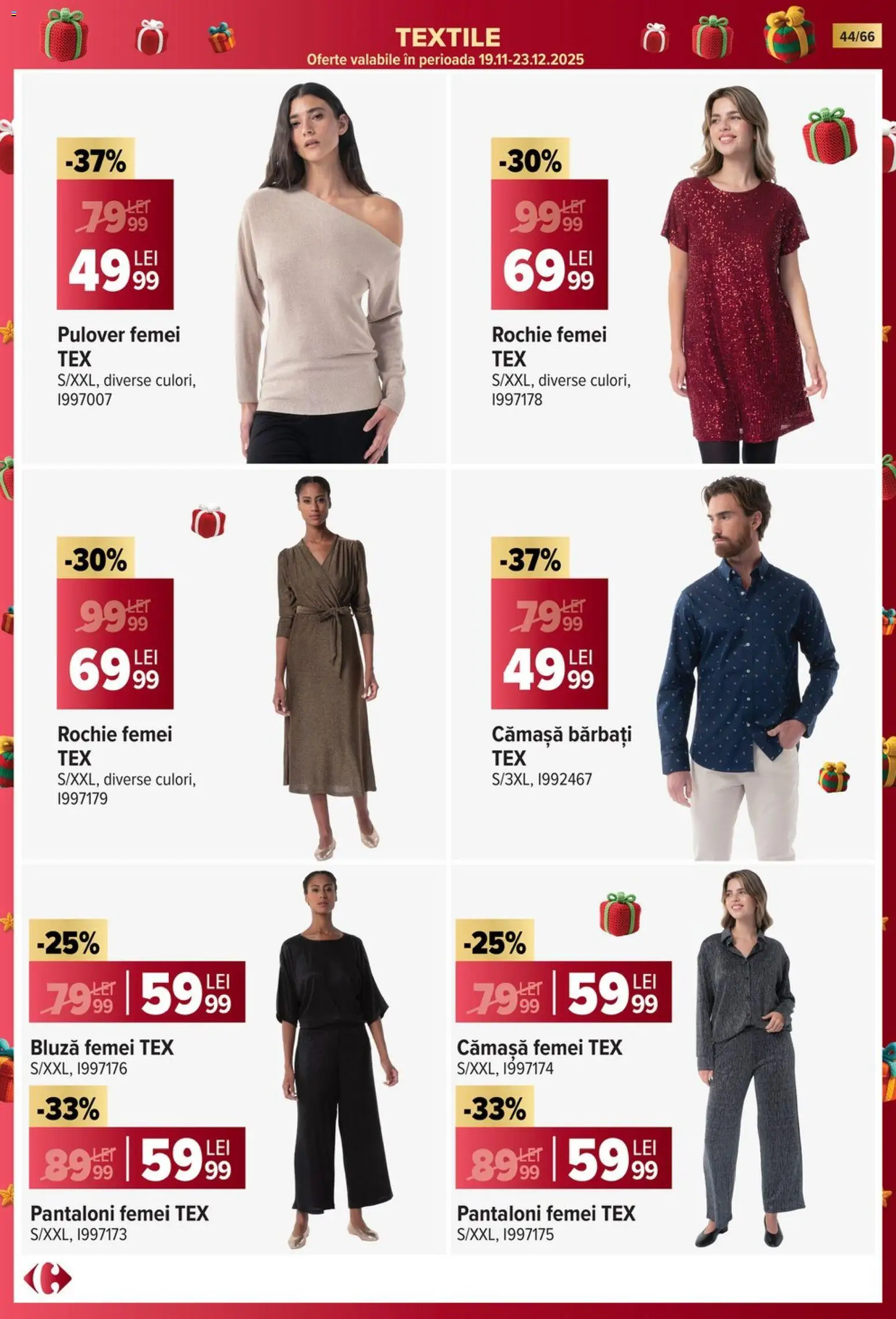 Catalog Carrefour 19 Noiembrie 2025 - 6 Ianuarie 2026 | Pagina 44 | Produse: Rochie, Bluză, Pulover, Pantaloni