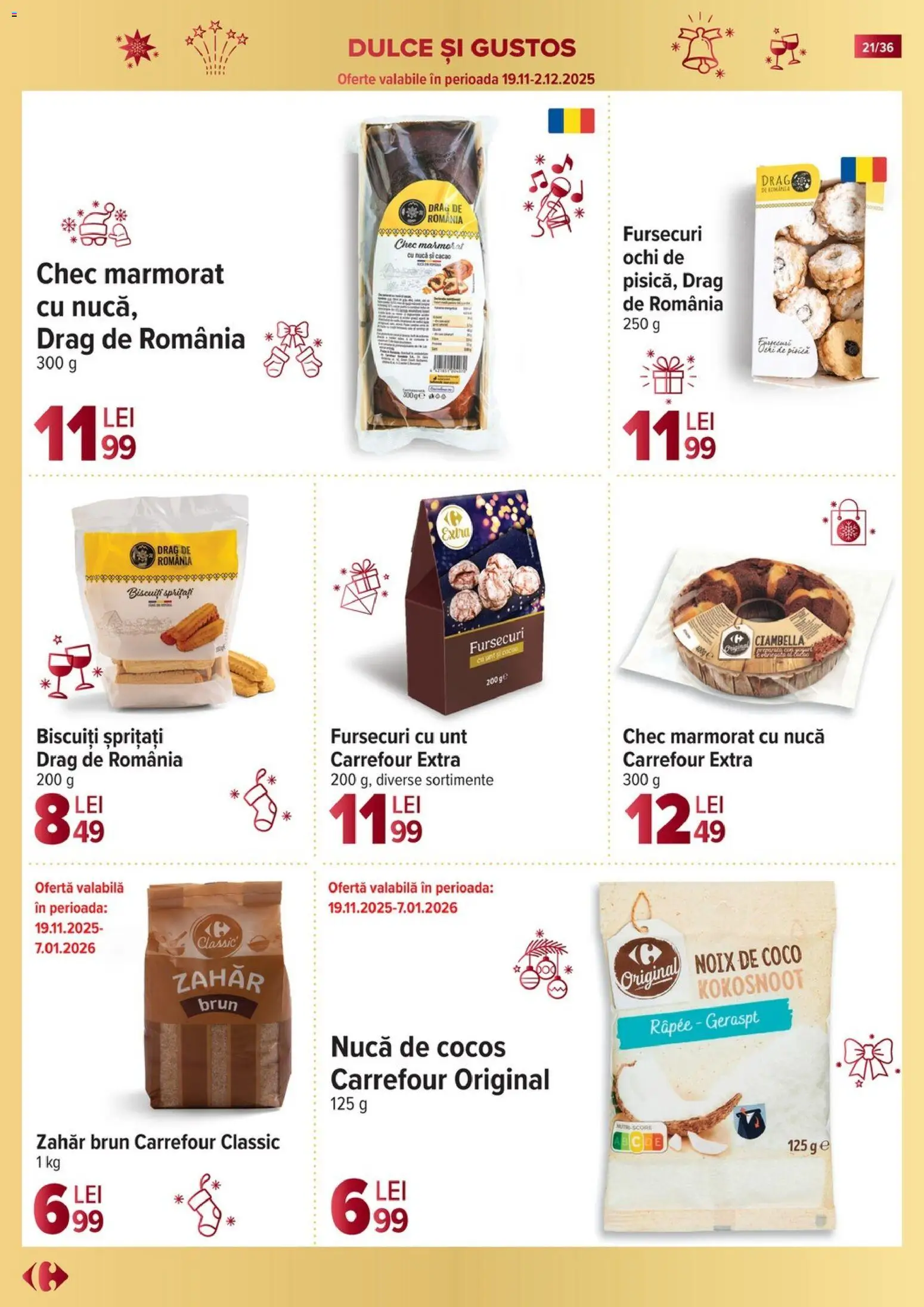 Catalog Carrefour 19 Noiembrie 2025 - 6 Ianuarie 2026 | Pagina 21 | Produse: Unt, Cacao, Biscuiți, Zahăr