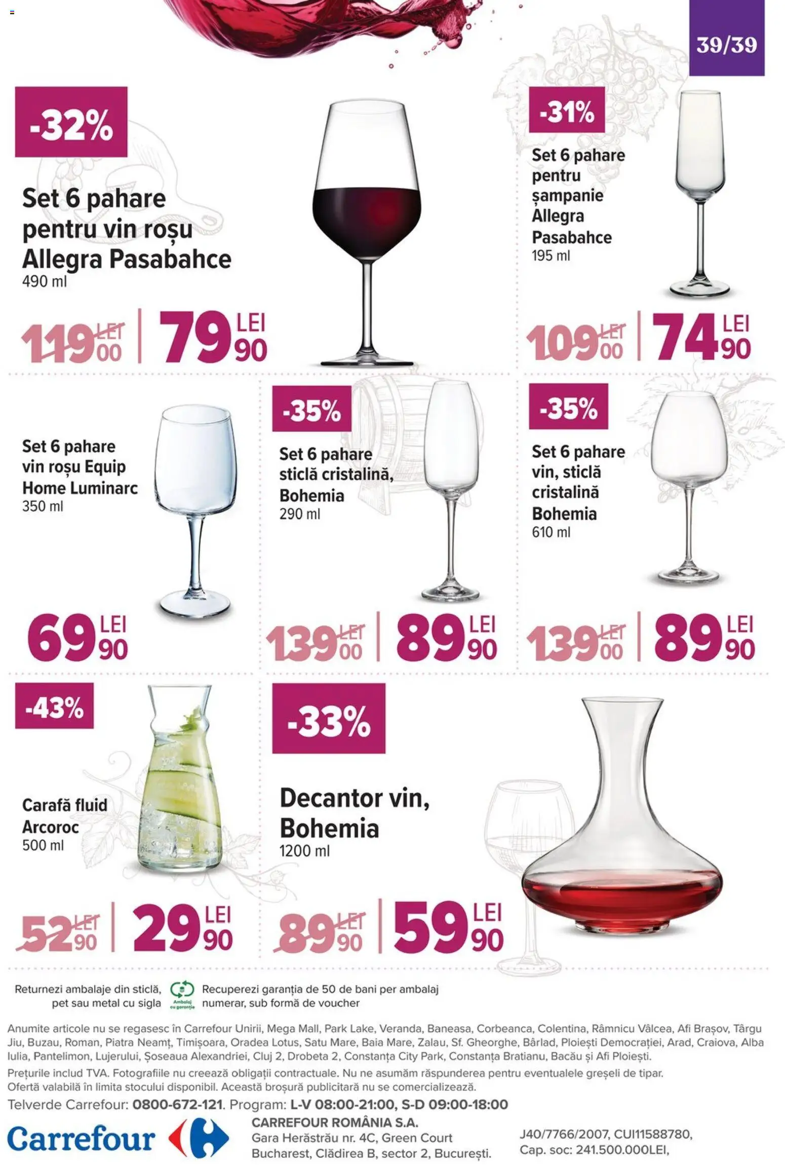 Catalog Carrefour 19 Noiembrie - 1 Decembrie 2025 | Pagina 39 | Produse: Pahare, Carafă, Vin