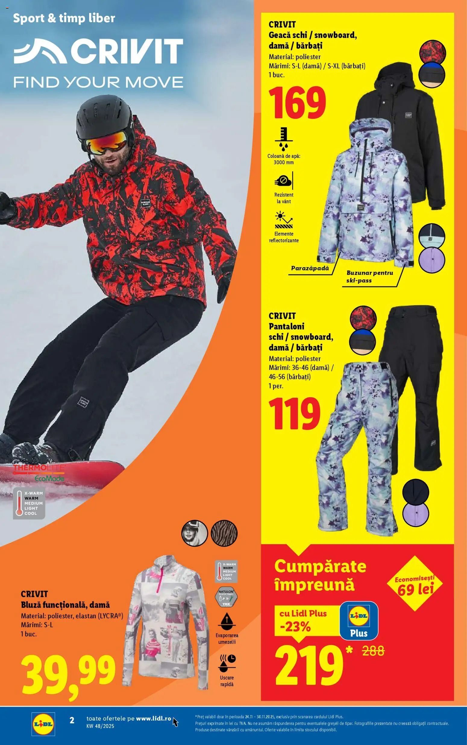 Catalog LIDL 24 - 29 Noiembrie 2025 | Pagina 2 | Produse: Bluză, Geacă, Pantaloni, Apă