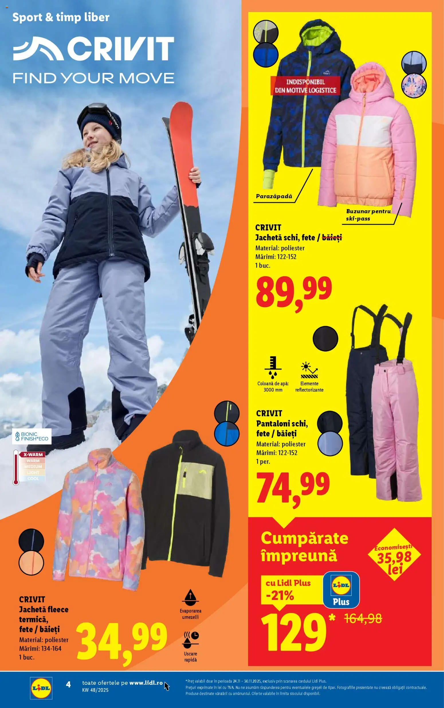 Catalog LIDL 24 - 29 Noiembrie 2025 | Pagina 4 | Produse: Jachetă, Pantaloni, Apă