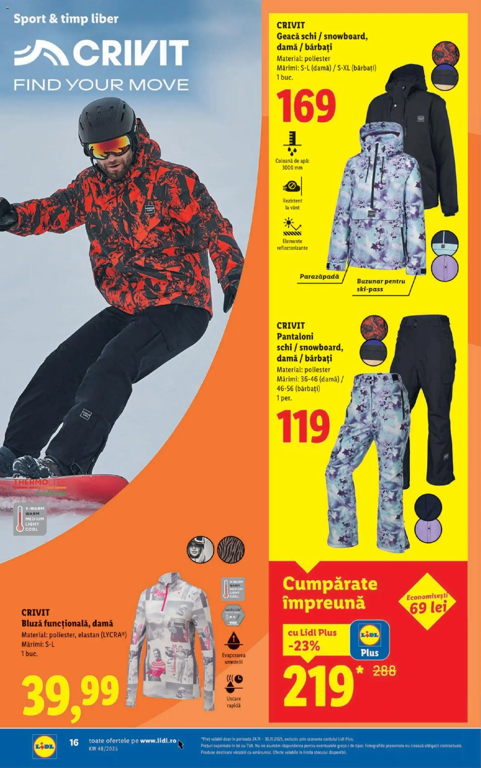 Catalog LIDL 24 - 29 Noiembrie 2025 | Pagina 16 | Produse: Bluză, Geacă, Pantaloni, Apă