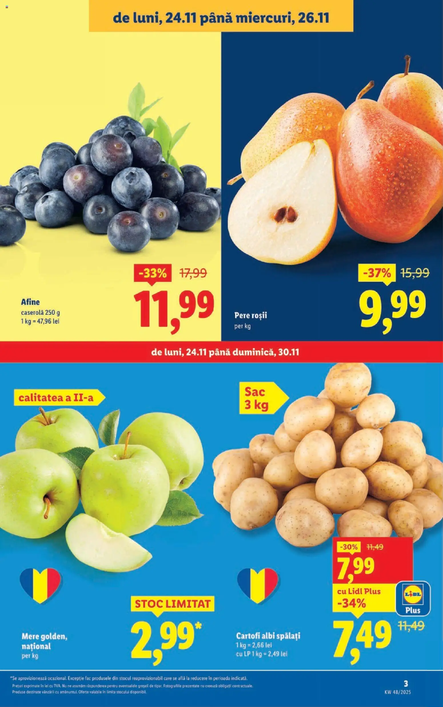 Catalog LIDL 24 - 29 Noiembrie 2025 | Pagina 3 | Produse: Afine, Mere, Roșii, Cartofi