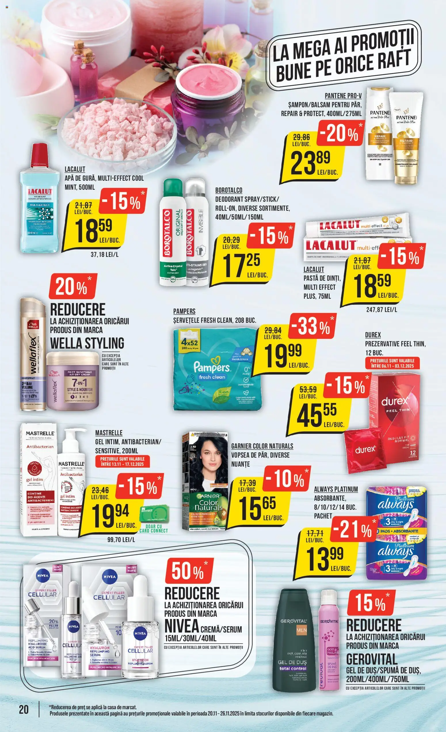 Catalog Mega Image 20 - 25 Noiembrie 2025 | Pagina 20 | Produse: Balsam, Gel de duș, Pastă de dinți, Apă