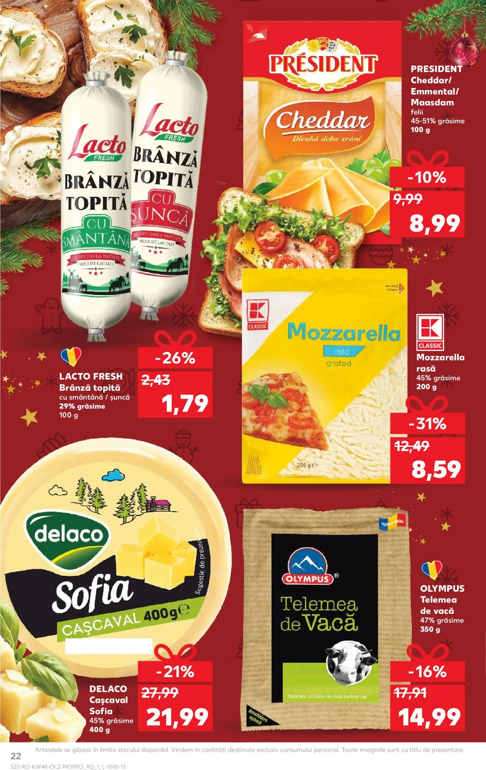 Catalog Kaufland 26 Noiembrie - 1 Decembrie 2025 | Pagina 22 | Produse: Light Kedi Konservesi, Mozzarella, Lapte, Șuncă