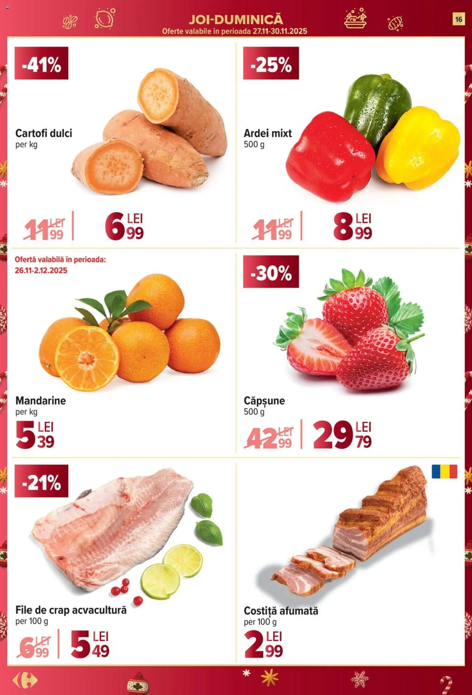 Catalog Carrefour 26 Noiembrie - 1 Decembrie 2025 | Pagina 16 | Produse: Taneli organik hardal, Ardei, Mandarine, Cartofi