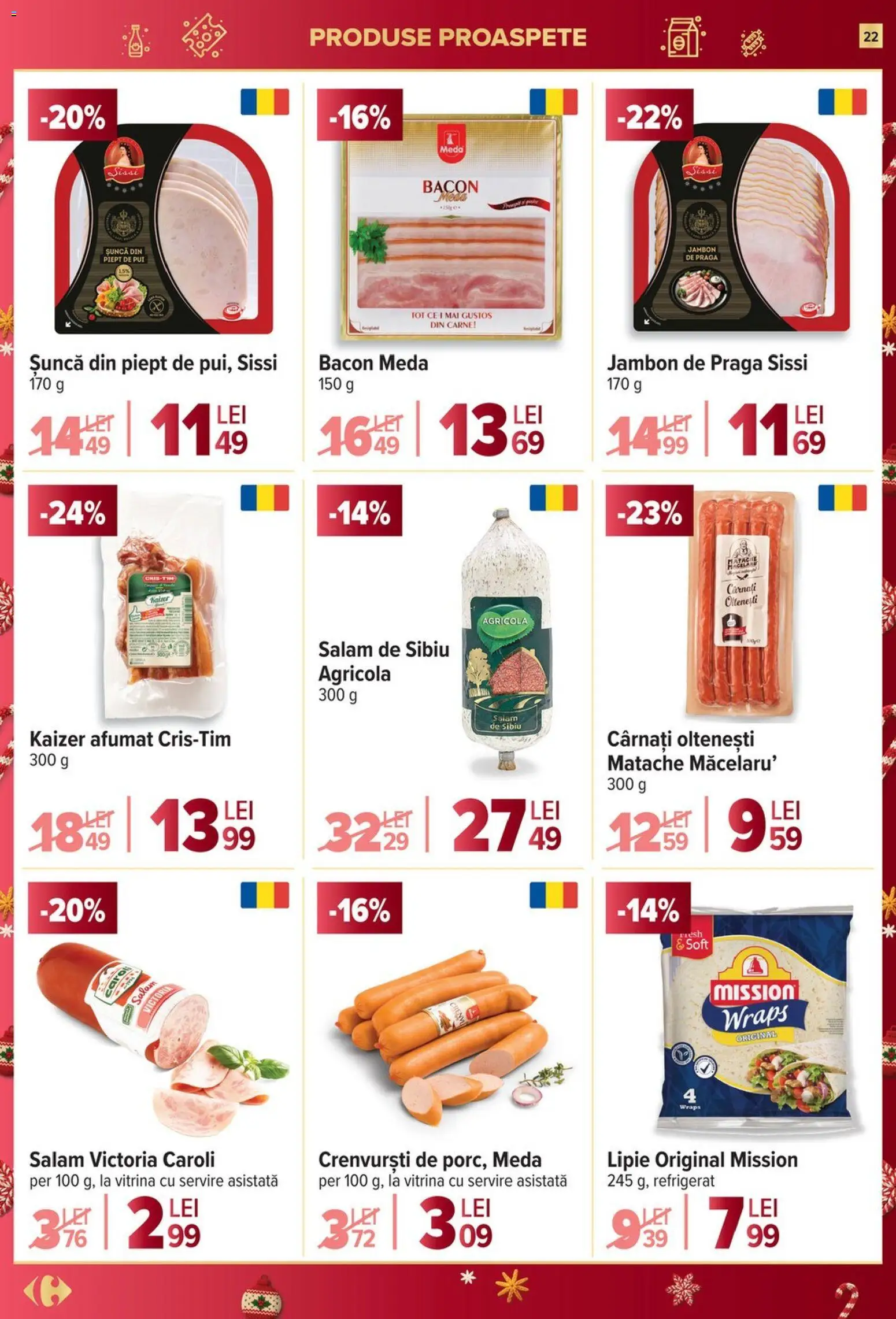 Catalog Carrefour 26 Noiembrie - 1 Decembrie 2025 | Pagina 22 | Produse: Crenvurști, Bacon, Salam, Șuncă