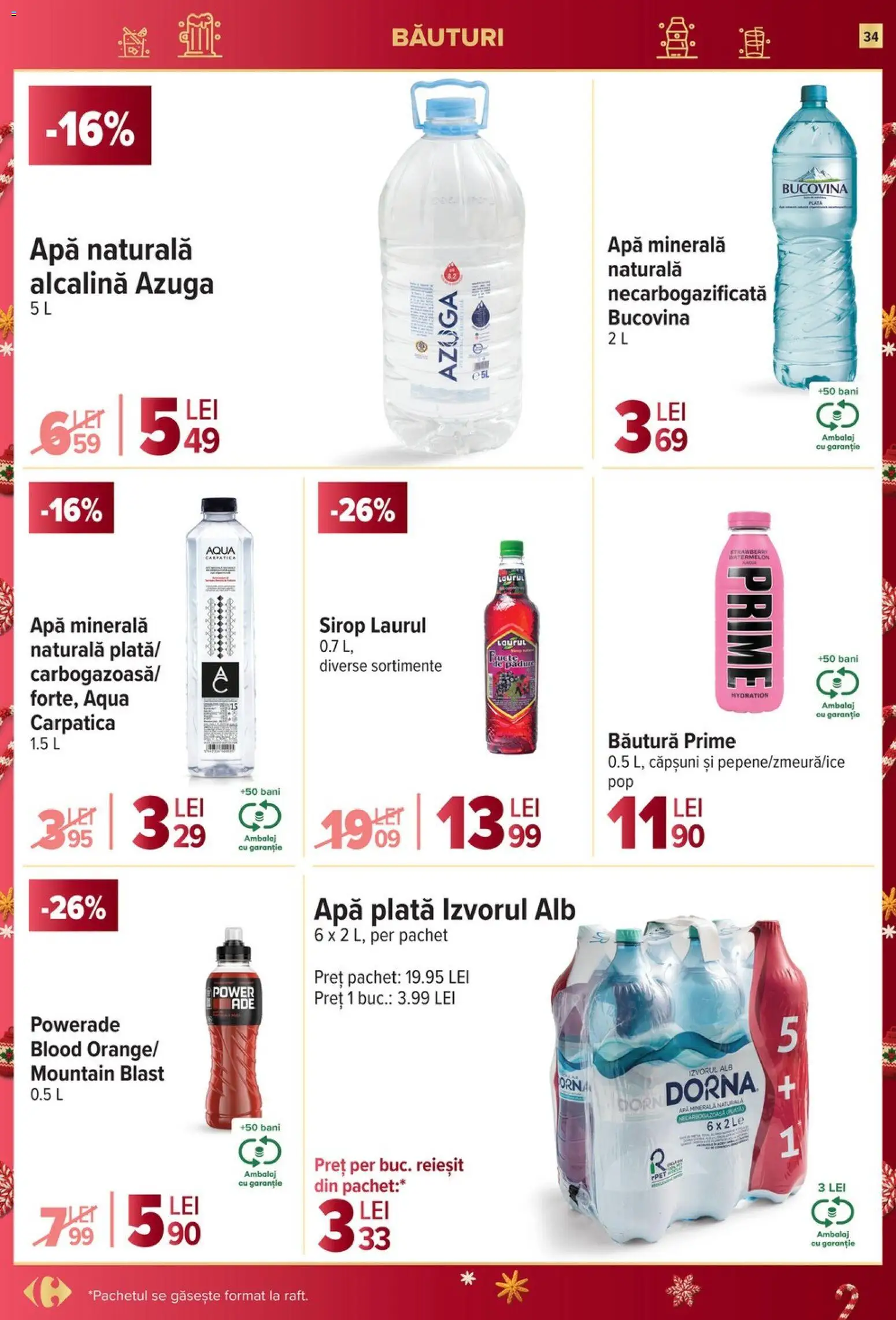 Catalog Carrefour 26 Noiembrie - 1 Decembrie 2025 | Pagina 34 | Produse: Yazı tahtası kalemi, Căpșuni, Sirop, Apă