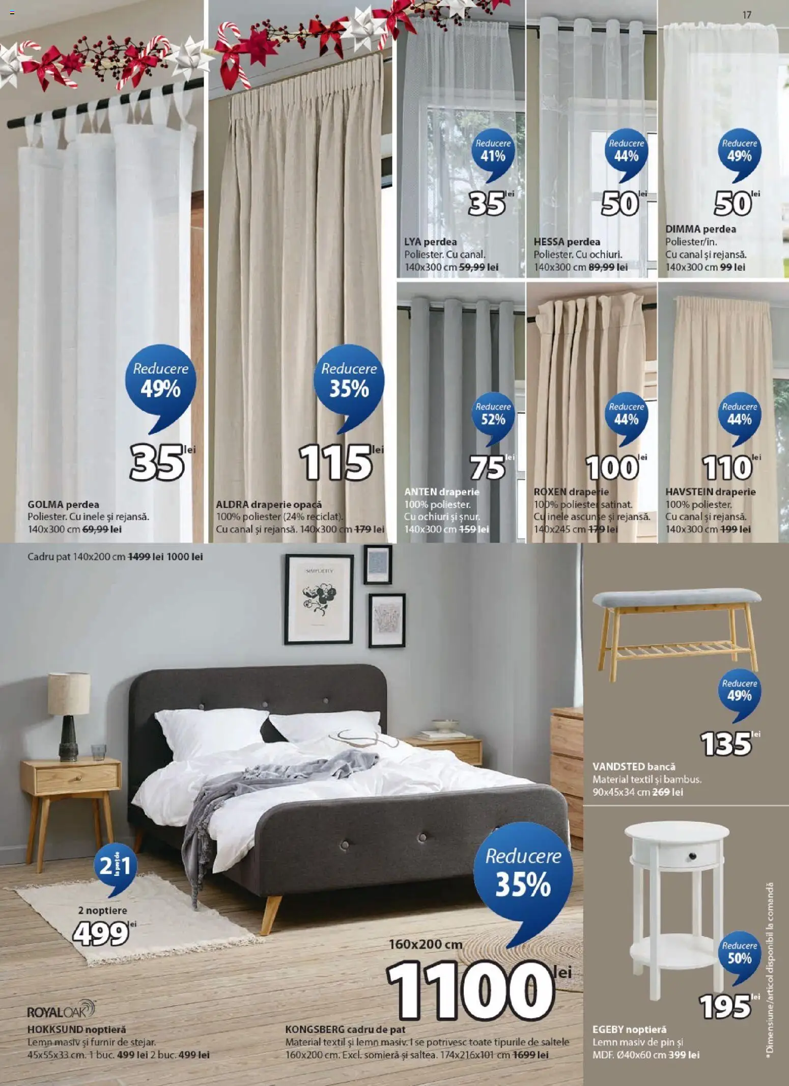 Catalog JYSK 25 Noiembrie - 23 Decembrie 2025 | Pagina 17 | Produse: Pat, Noptieră, Bancă, Perdea