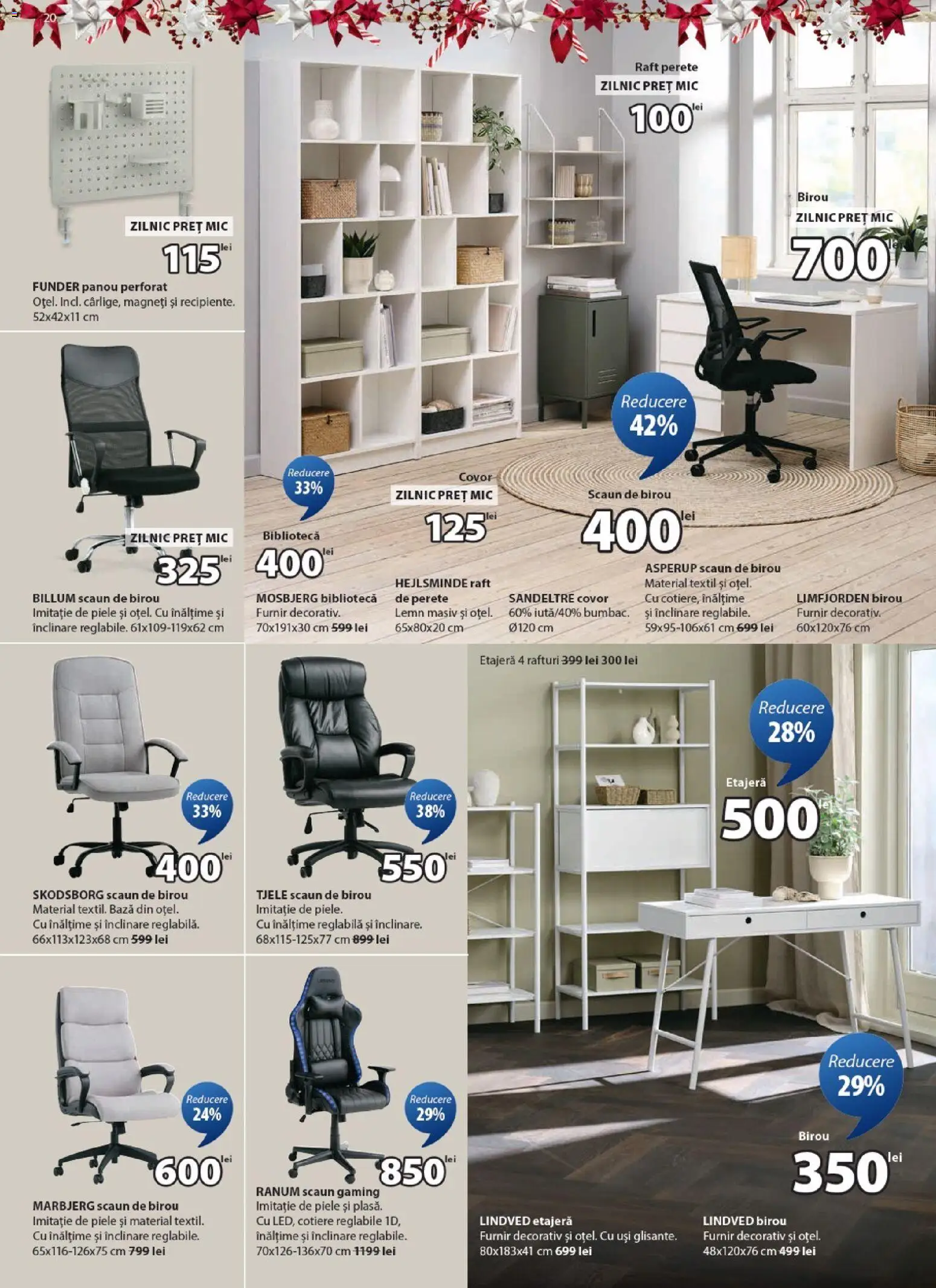 Catalog JYSK 25 Noiembrie - 23 Decembrie 2025 | Pagina 20 | Produse: Bibliotecă, Covor, Etajeră, Scaun de birou