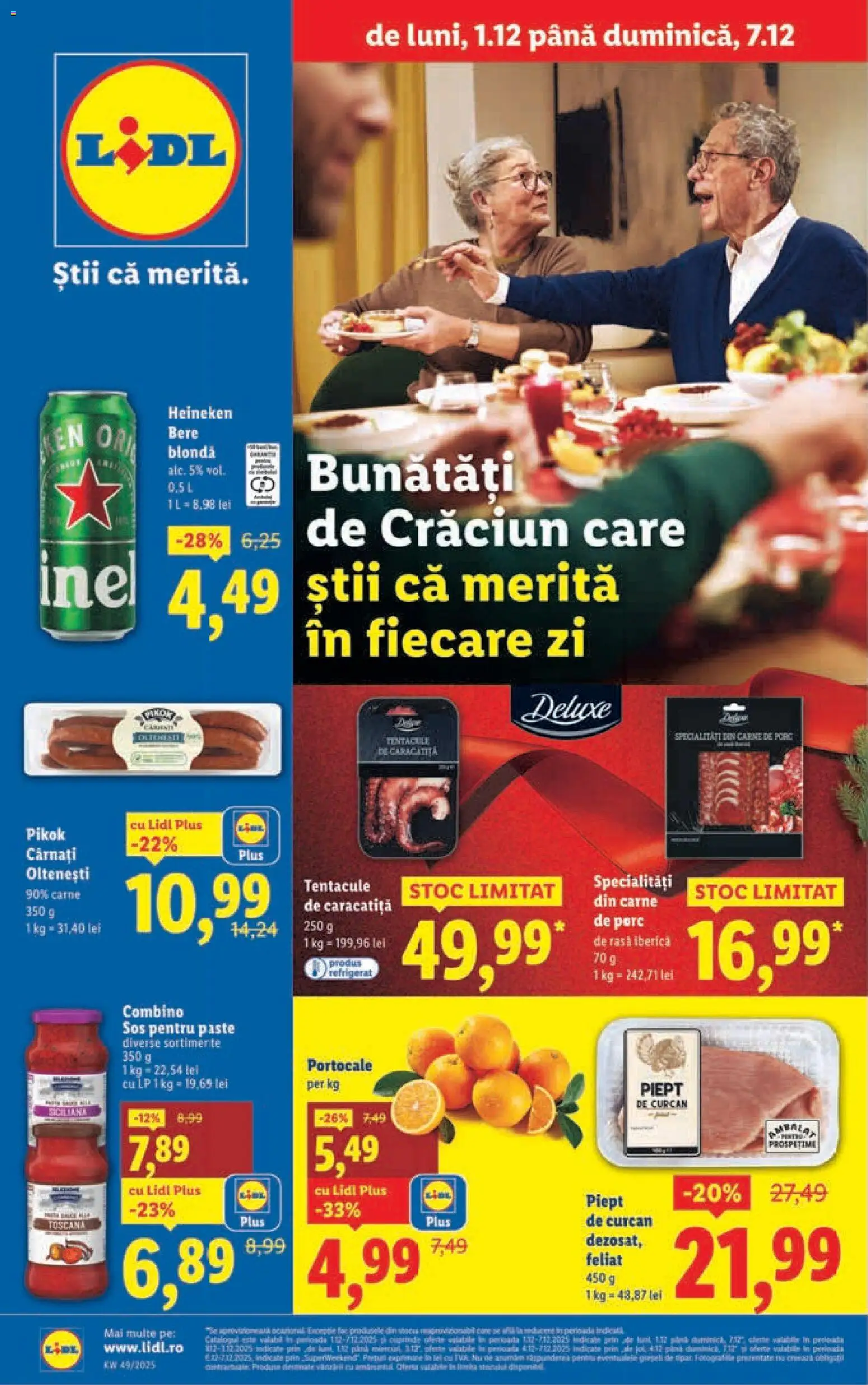 Catalog LIDL 1 - 6 Decembrie 2025 | Pagina 1 | Produse: Carne De Porc, Portocale, Sos, Cârnați