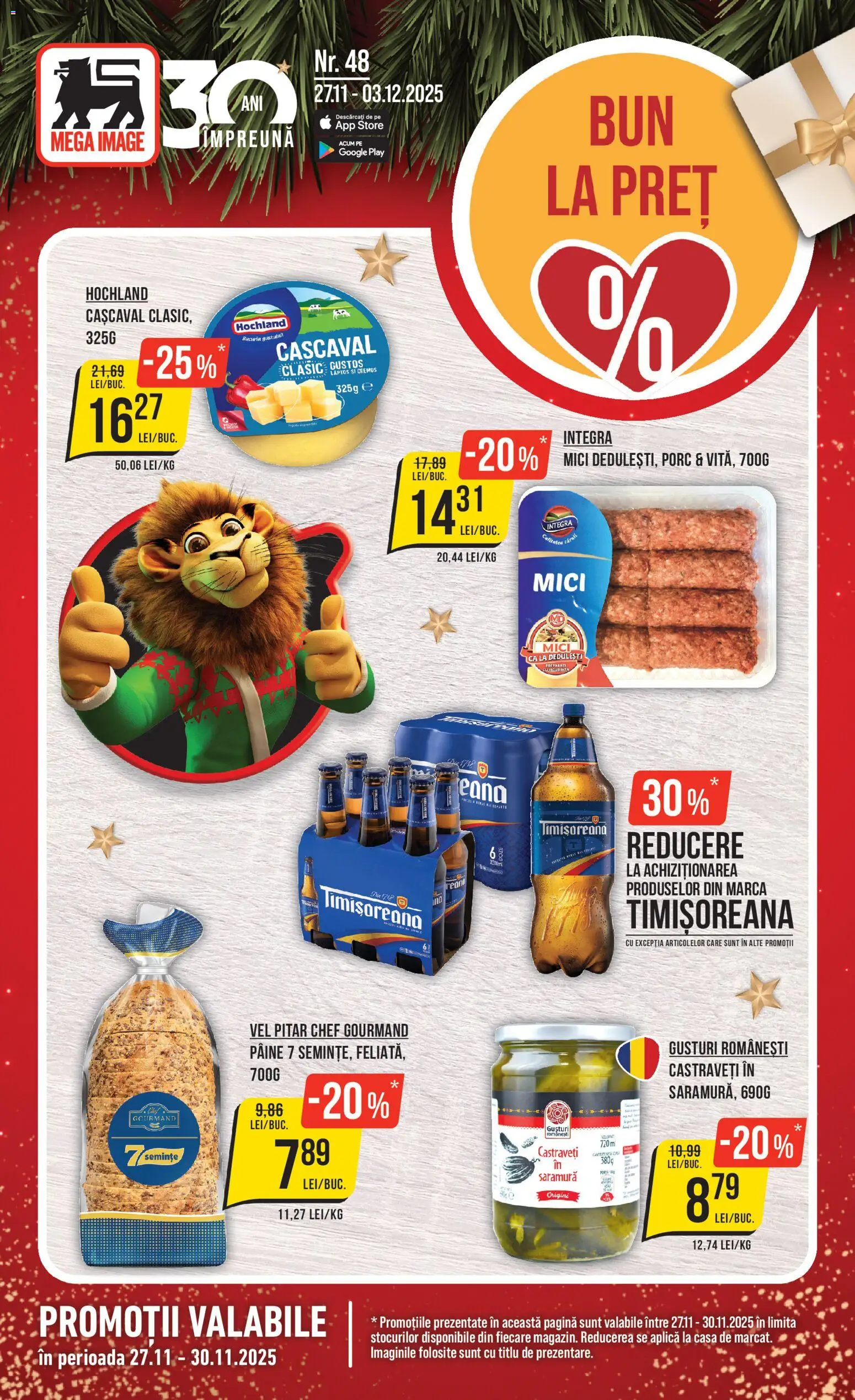 Catalog Mega Image 27 Noiembrie - 2 Decembrie 2025 | Pagina 1 | Produse: Cașcaval, Mici, Pâine, Castraveți
