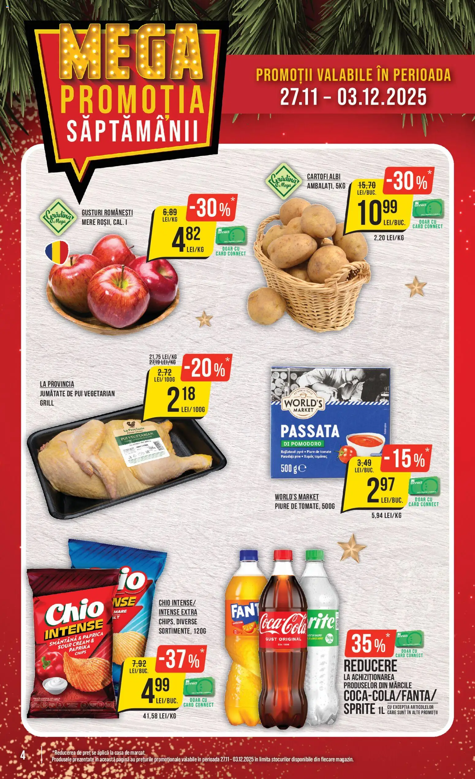 Catalog Mega Image 27 Noiembrie - 2 Decembrie 2025 | Pagina 4 | Produse: Hacıyatmaz Kedi Oyuncağı, Mere, Smântână, Cartofi