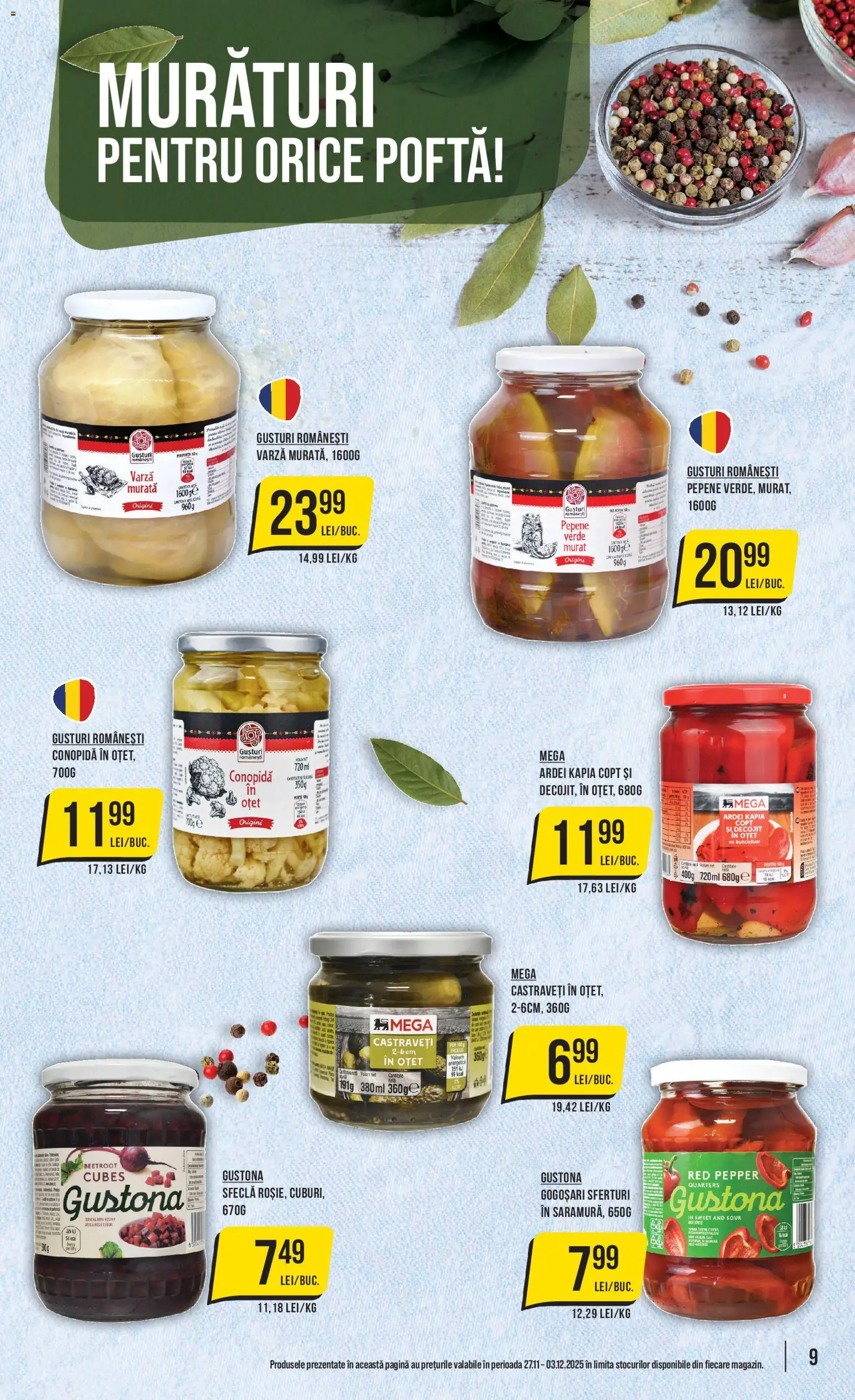 Catalog Mega Image 27 Noiembrie - 2 Decembrie 2025 | Pagina 9 | Produse: Conopidă, Ardei, Oțet, Castraveți