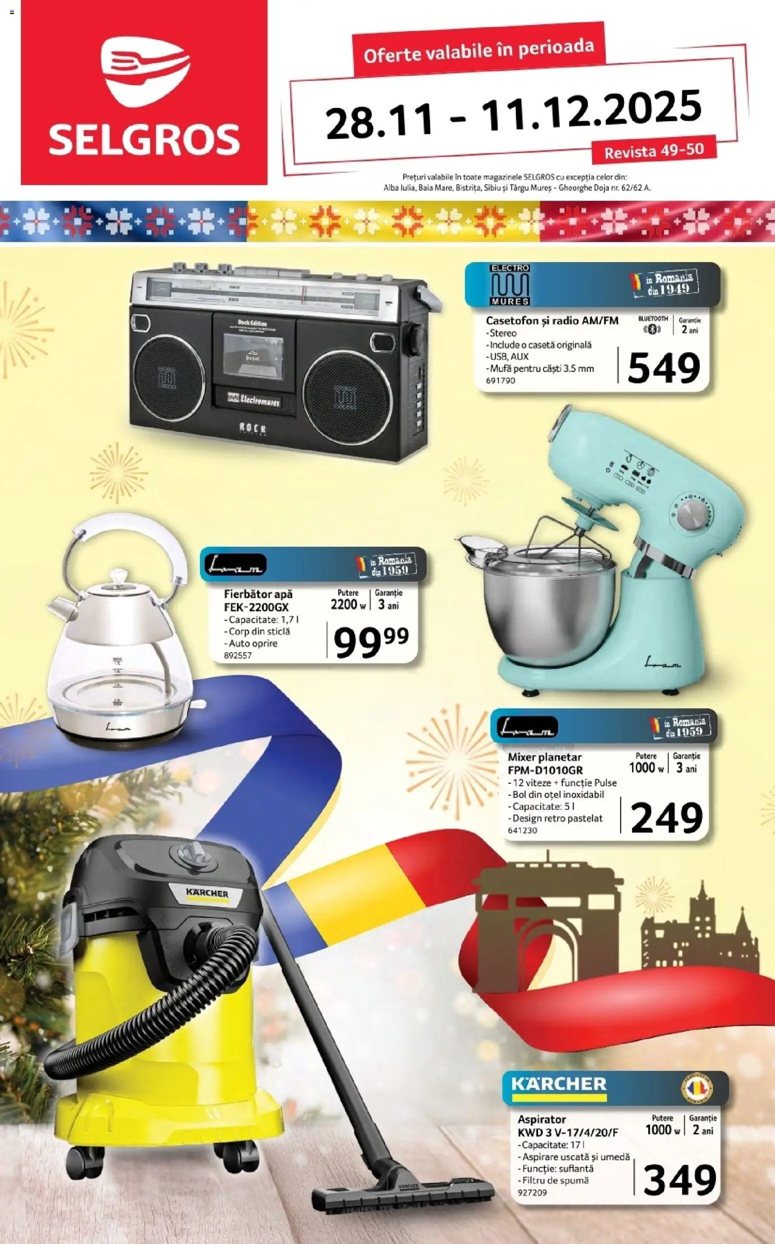 Catalog Selgros 28 Noiembrie - 10 Decembrie 2025 | Pagina 1 | Produse: Radio, Aspirator, Mixer, Bol