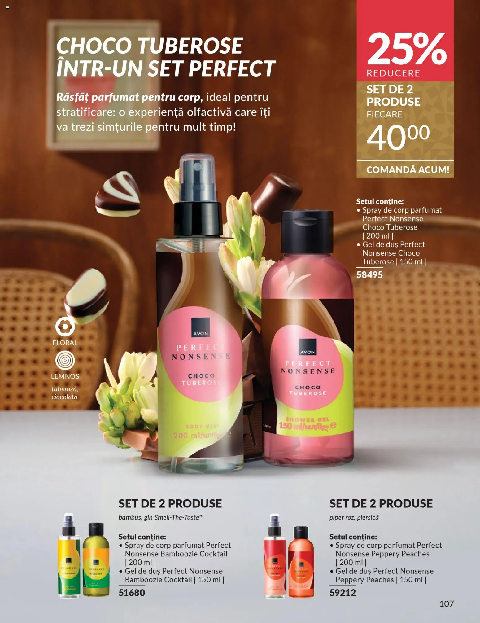 Catalog Avon 1 - 30 Decembrie 2025 | Pagina 107 | Produse: Piersică, Body, Gel de duș, Cocktail