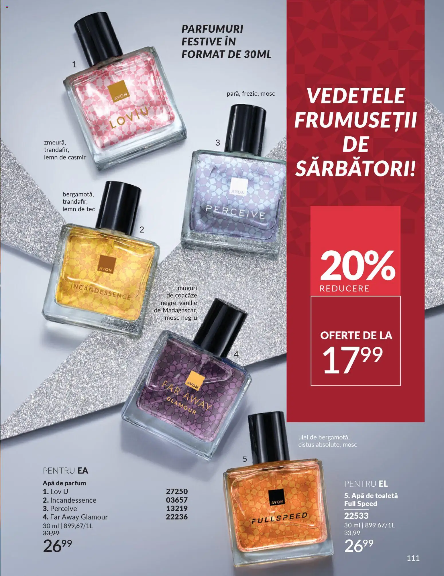 Catalog Avon 1 - 30 Decembrie 2025 | Pagina 111 | Produse: Toaletă, Apă de toaletă, Ulei, Apă