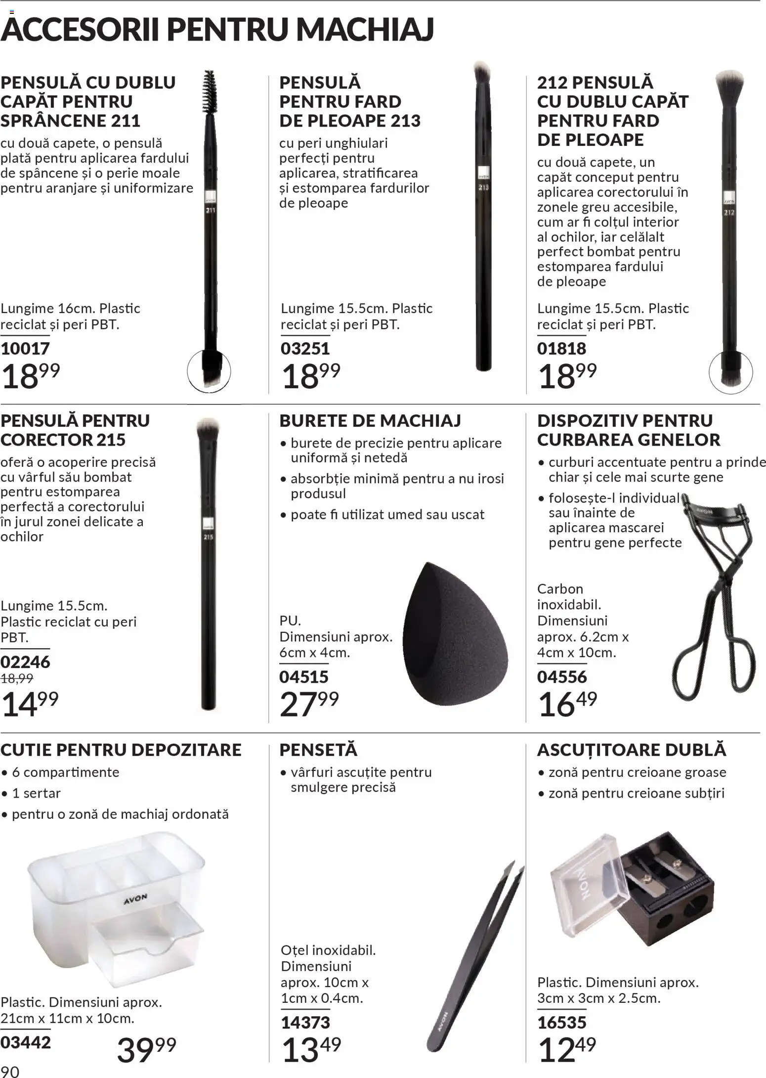 Catalog Avon 1 - 30 Decembrie 2025 | Pagina 90 | Produse: Burete de machiaj, Pensetă, Ascuțitoare, Cutie