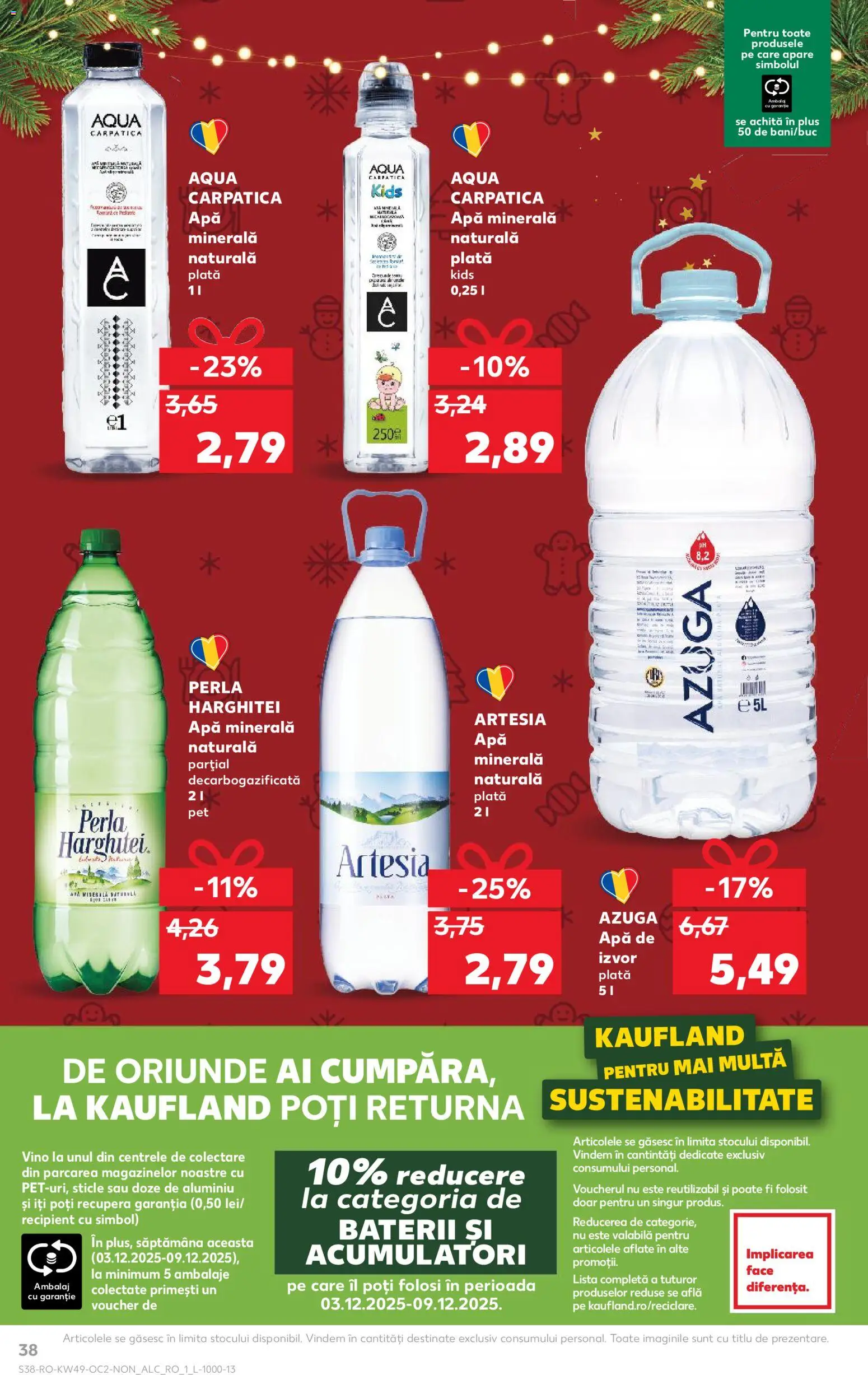 Catalog Kaufland 3 - 8 Decembrie 2025 | Pagina 38 | Produse: Yazı tahtası kalemi, Baterii, Apă