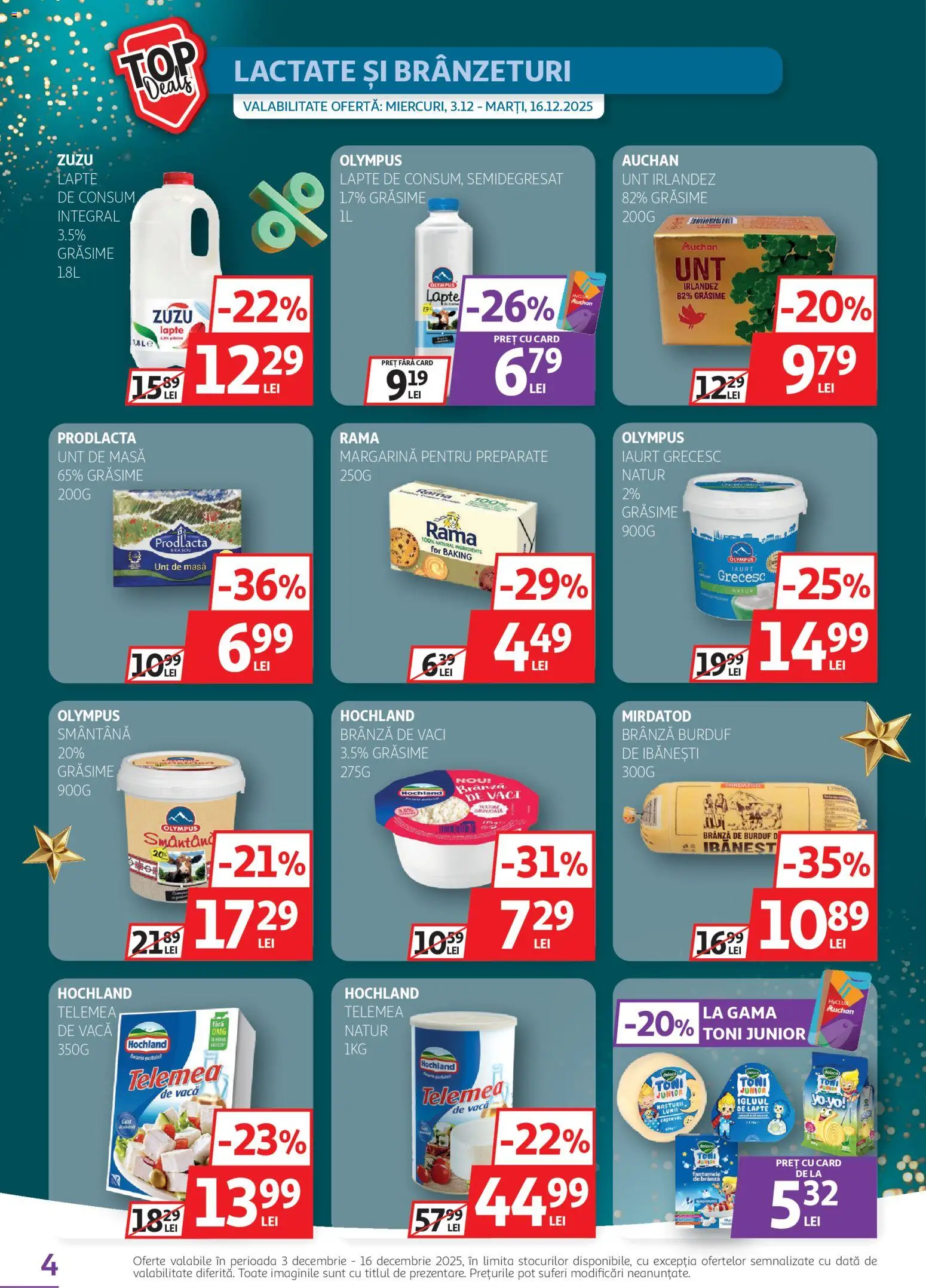 Catalog Auchan 3 - 15 Decembrie 2025 | Pagina 4 | Produse: Lapte, Unt, Brânză, Smântână