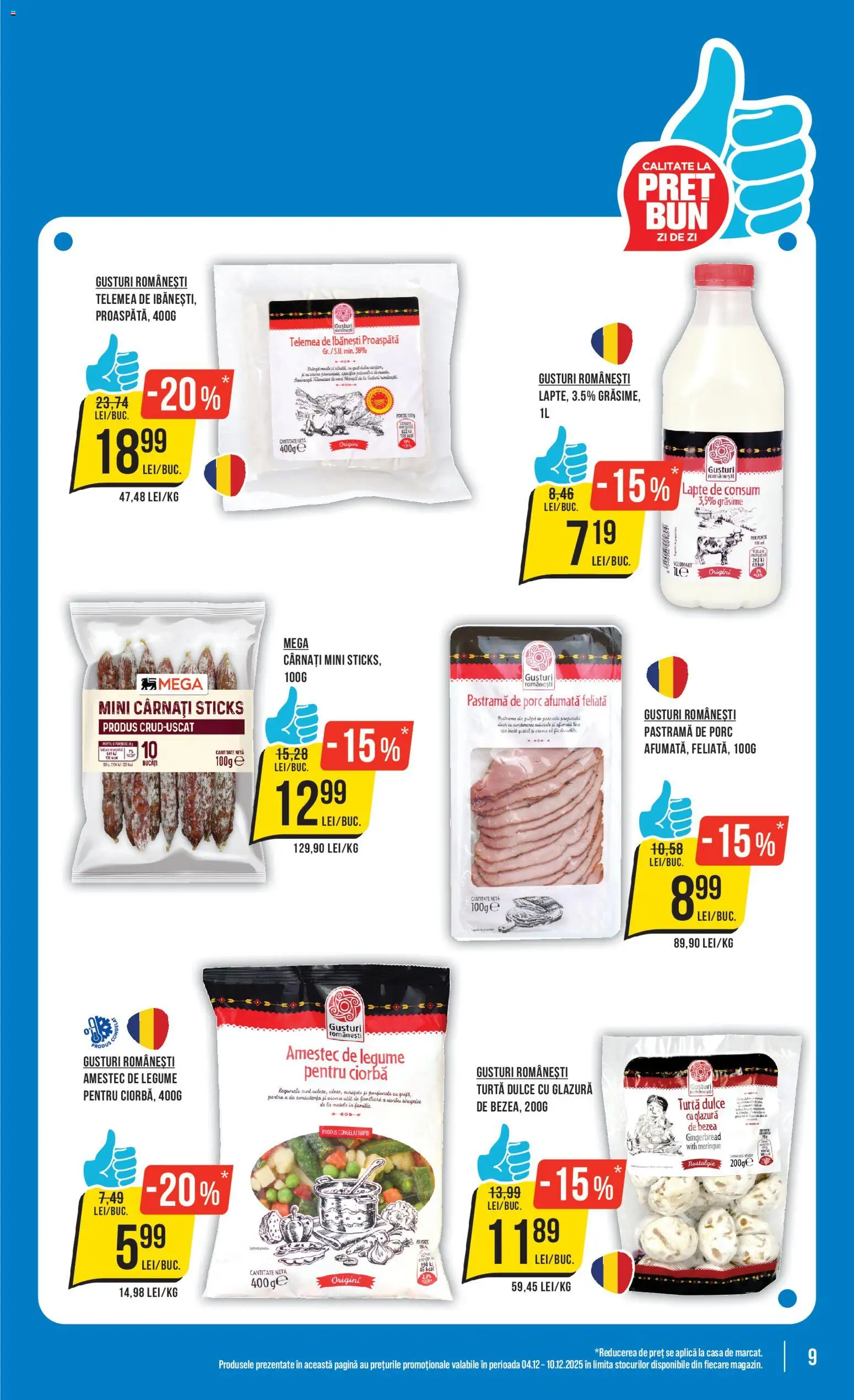 Catalog Mega Image 4 - 9 Decembrie 2025 | Pagina 9 | Produse: Lapte, Turtă dulce, Legume, Cârnați