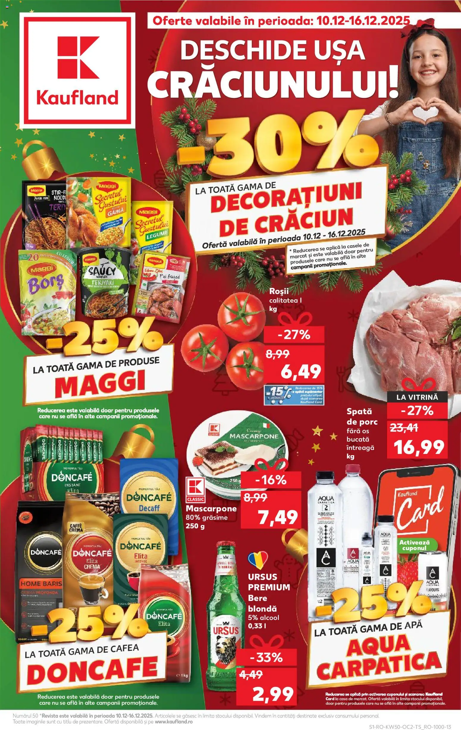 Catalog Kaufland 10 - 15 Decembrie 2025 | Pagina 1 | Produse: Bere, Roșii, Noodles, Mascarpone