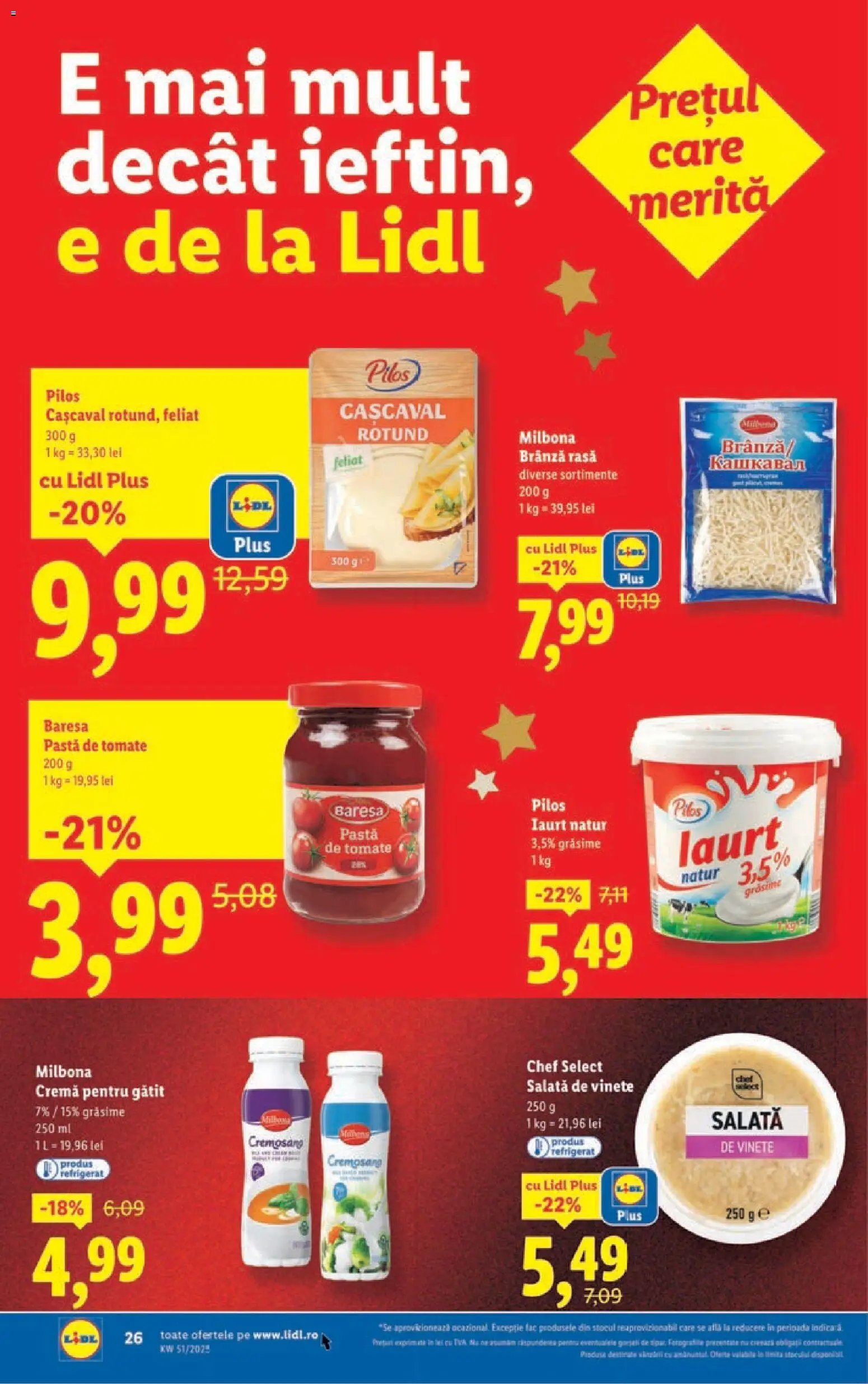 Catalog LIDL 15 - 20 Decembrie 2025 | Pagina 26 | Produse: Cașcaval, Brânză, Iaurt, Pastă de tomate