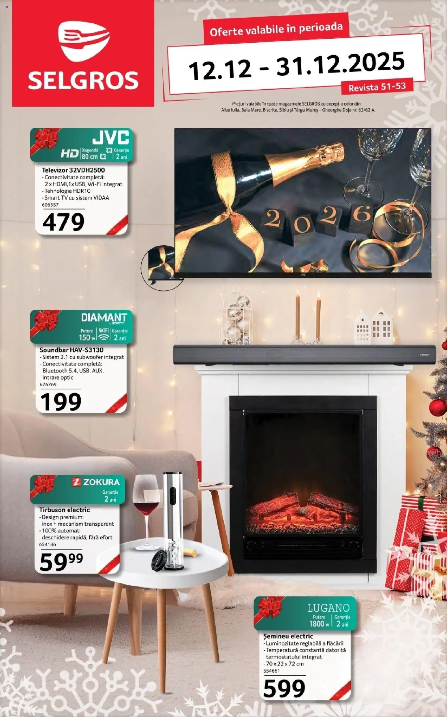 Catalog Selgros 12 - 30 Decembrie 2025 | Pagina 1 | Produse: Soundbar, Televizor, Șemineu