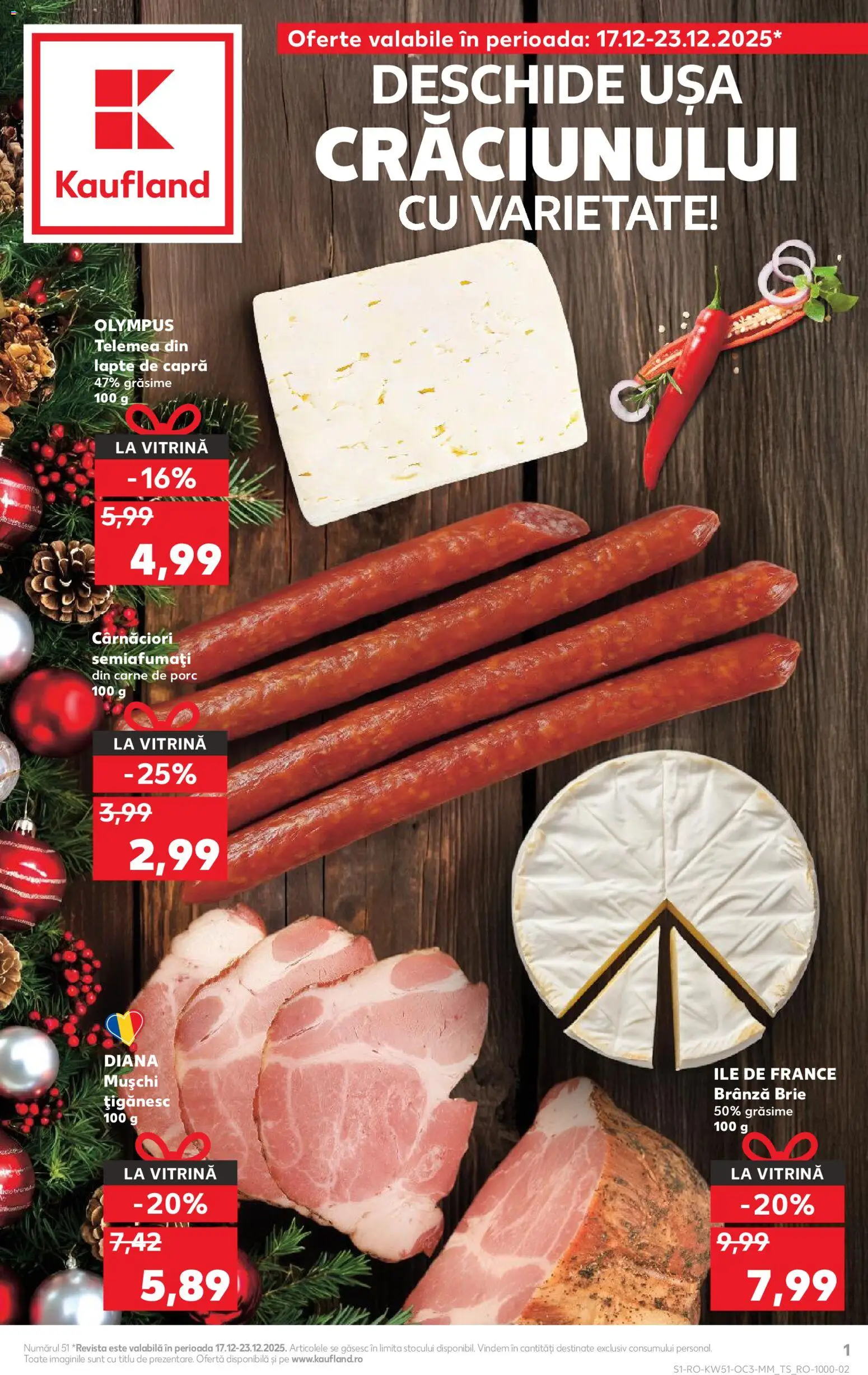 Catalog Kaufland 17 - 22 Decembrie 2025 | Pagina 1 | Produse: Vitrină, Brânză, Carne De Porc, Ușă