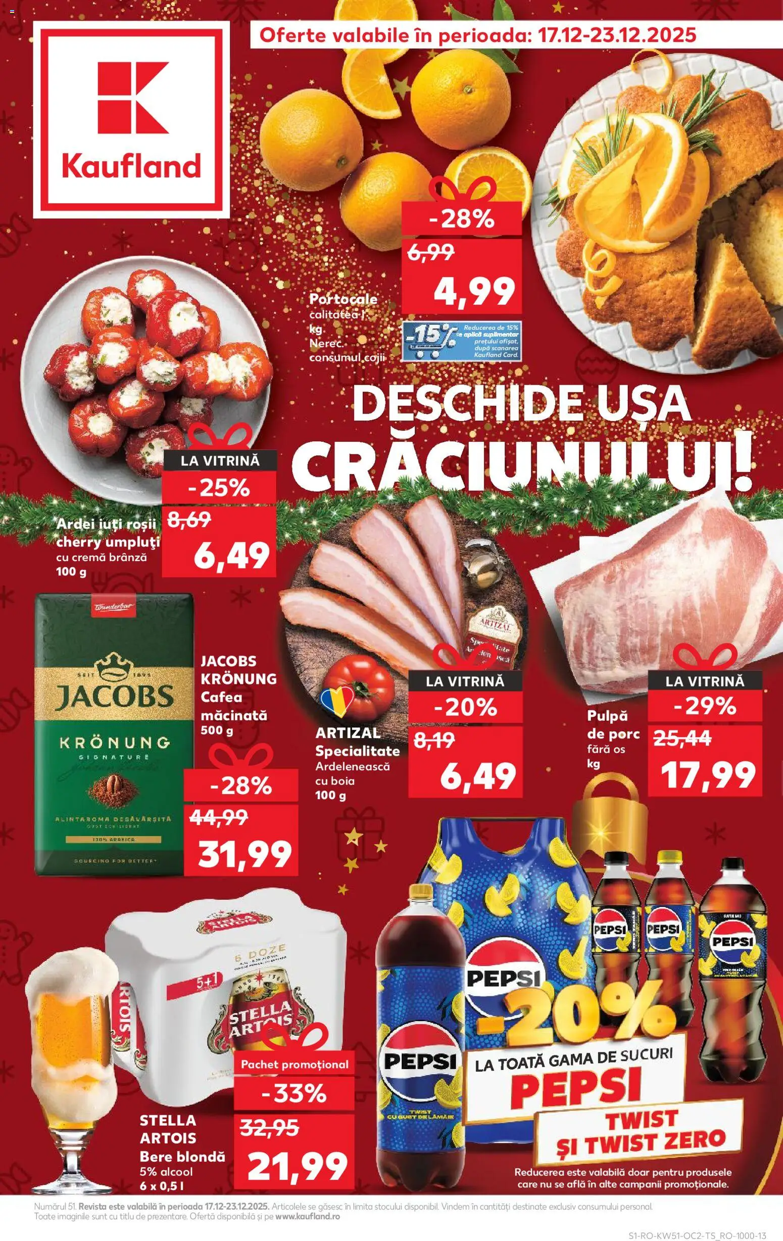 Catalog Kaufland 17 - 22 Decembrie 2025 | Pagina 1 | Produse: Ardei, Brânză, Portocale, Ușă