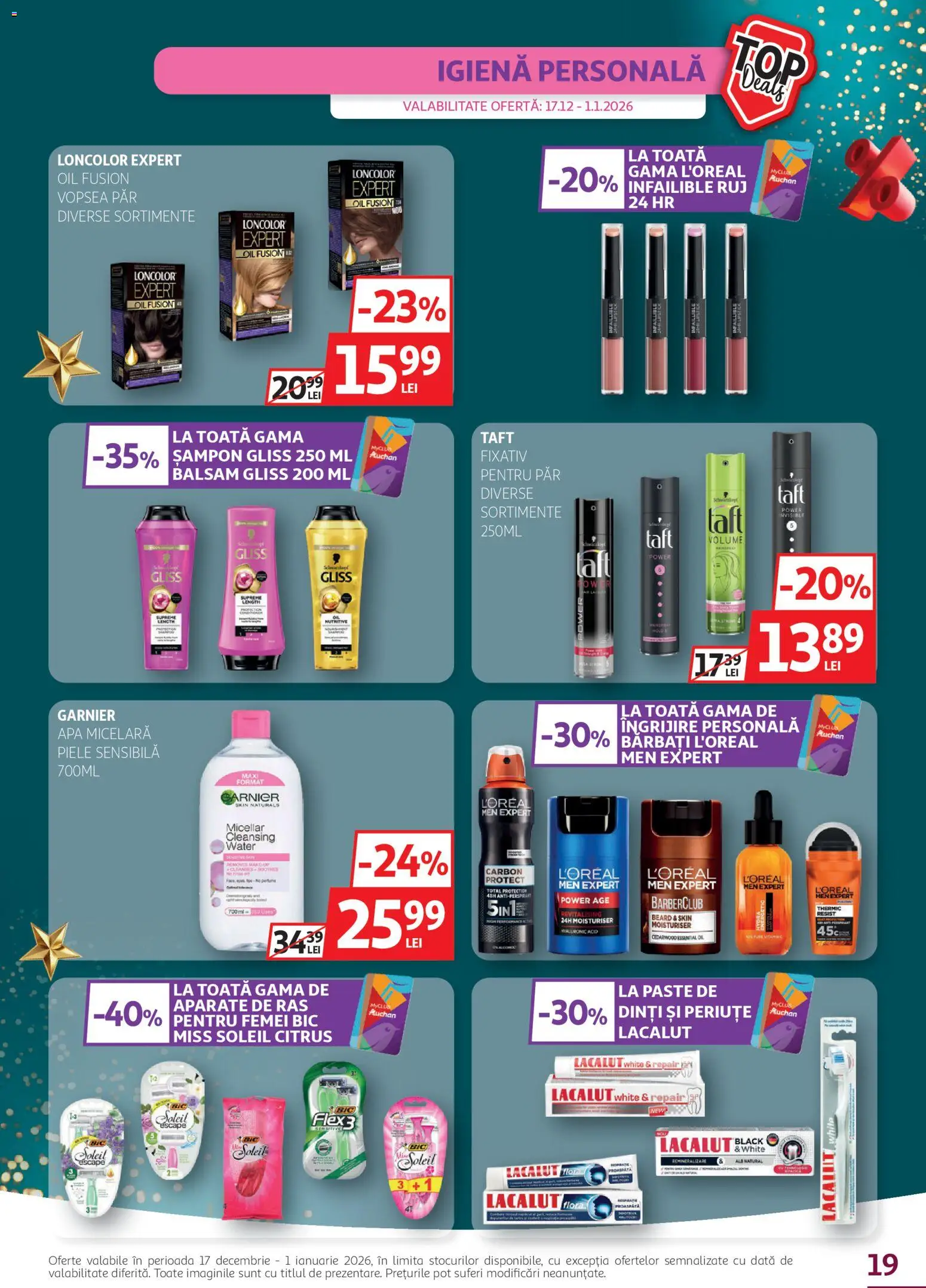Catalog Auchan 17 - 31 Decembrie 2025 | Pagina 19 | Produse: Ruj, Șampon, Balsam, Apă micelară